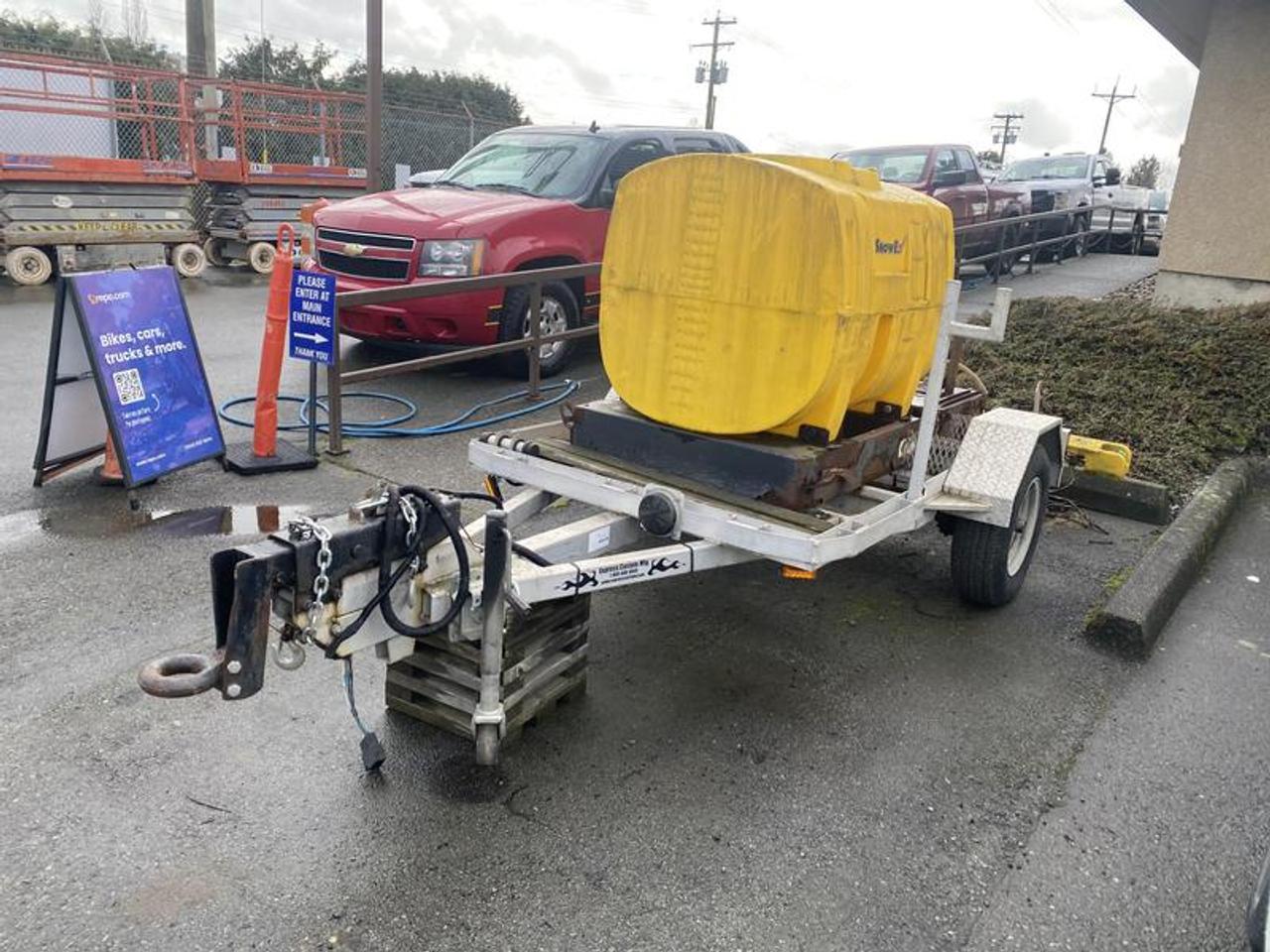 2014 Express  8 Foot Trailer, EX B Brine Container And 6 Brine Sprayers 8 Foot Trailer, black exterior. Pintle Hitch, Width Of the Deck 5 Feet, Total Foot is 14 Feet withBrine sprayers, single axle  $3,970.00 plus $375 processing fee, $4,345.00 total payment obligation before taxes.  Sale price until August 29, 2026, 4:00 PM PDT. Listing report, warranty, contract commitment cancellation fee, financing available on approved credit (some limitations and exceptions may apply). All above specifications and information is considered to be accurate but is not guaranteed and no opinion or advice is given as to whether this item should be purchased. We do not allow test drives due to theft, fraud, acts of vandalism and undetectable impaired driving. Instead we provide the following benefits: Complimentary Warranty (with options to extend), Limited Money Back Satisfaction Guarantee on Fully Completed Contracts, Contract Commitment Cancellation, and an Open-Ended Sell-Back Option. Ask seller for details or call 604-522-REPO(7376) to confirm listing availability.