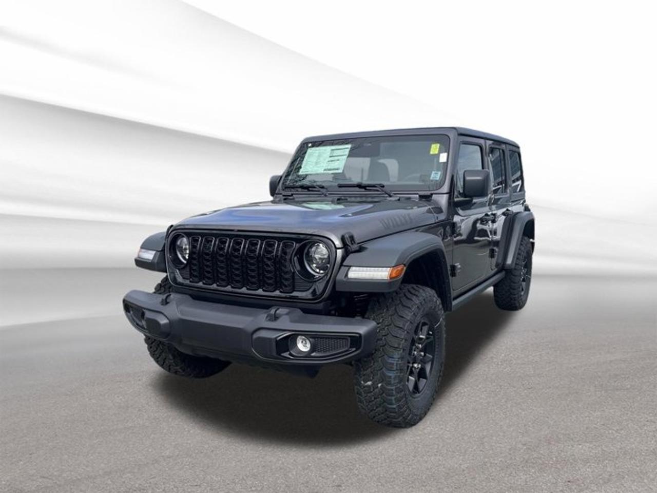 Meet the brand new 2026 Jeep Wrangler Willys Convertible, now available at Steele Halifax Chrysler Dodge Jeep Ram FIAT in Halifax. Finished in Grey with a Black interior, this 4-door Wrangler is built for drivers who want open-air freedom with everyday comfort. With its automatic transmission and 4-wheel drive, its ready for changing Maritime weather and weekend escapes alike.Under the hood, the 2026 Jeep Wrangler Willys Convertible uses an intercooled turbo premium unleaded 2.0 L inline-4 engine with double overhead camshafts. That turbocharged design delivers quick response when you need it, while keeping the drive smooth and easy in city traffic. Whether youre heading along the coast or commuting across town, this Wrangler brings confident traction and modern power in a classic Jeep shape.FEATURES OF THE Wrangler WillysConvertible open-air driving, anytime you choose4-door access for easier entry4-wheel drive for confident tractionTurbocharged 2.0 L inline-4 powerADVANCED SAFETY FEATURESAdaptive Cruise Control for easier highway pacing4-wheel drive traction in poor weatherRear window defroster for clearer visibilityConfident braking feel with modern controlsPERFORMANCE AND EFFICIENCYIntercooled turbo engine for responsive power2.0 L inline-4 gas engineDouble overhead camshaft engine designAutomatic transmission for smooth shiftingCOMFORT AND CONVENIENCELeather seats for an upscale feelHeated steering wheel for cold morningsRear window defroster for winter comfortFour doors for daily practicalityTECHNONOLGY AND CONNECTIVITYAdaptive Cruise Control reduces long-drive fatigueClear driver information through modern instrumentationEasy-to-use automatic driving operationControls placed for quick driver accessCARGO SPACEFour-door layout helps daily loadingSpace for bags, gear, and essentialsPractical cabin storage for smaller itemsVersatile room for weekend adventuresWHAT OTHER OWNERS LIKEOpen-air convertible feel in good weatherConfident 4-wheel drive in winterTurbo power with easy drivabilityHeated steering wheel for comfortThis 2026 Jeep Wrangler Willyss VIN is: 1C4PJXDN5TW229656.