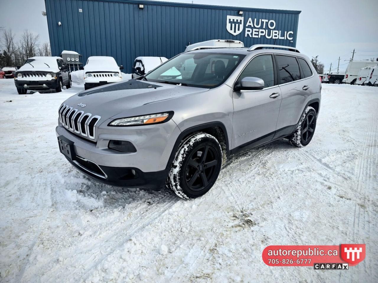 Make your driving experience exceptional with this well-maintained, one owner 2017 Jeep Cherokee Limited. With its distinctive and spacious design, this SUV combines comfort, versatility, and reliability. This Cherokee Limited model offers a perfect balance of performance and luxury, making it an ideal choice for families or those seeking a stylish and practical vehicle. <br/> <br/> <br/> Loaded with Navigation, backup camera, cruise control, panoramic sunroof, remote start, leather seats, power adjustable heated seats, heated steering wheel, folding rear seats, push to Start/Stop, two sets of keys, remote keyless entry, Bluetooth, dual zone climate control, fog lights, roof rails, chrome wheels, towing hitch and more. <br/> <br/> <br/> Comes Safety Certified with no extra charge <br/> <br/> <br/> Has 153300 kms and never been in accidents - Carfax Verified <br/> Same owner from 2018 to 2025 <br/> Carfax shows 36 service records <br/> Link to carfax: <br/> https://vhr.carfax.ca/?id=A1p8GPUpQl5qlvn2LGhg%2FzybTfPtL9y+ <br/> <br/> <br/> This Jeep Cherokee Limited is equipped with a powerful 3.2L V6 engine, delivering impressive performance while maintaining fuel efficiency. <br/> With its four-wheel-drive system, this Jeep Cherokee Limited ensures enhanced traction and stability, making it suitable for various weather and road conditions <br/> The suv boasts a comfortable and roomy interior that can accommodate up to five passengers. The luxurious leather upholstery provides a touch of elegance and durability. <br/> <br/> <br/> Link to Youtube walkaround video: <br/> https://www.youtube.com/watch?v=p4LrzJtour8 <br/> <br/> <br/> This suv has been meticulously maintained and comes with a history report. It is in excellent condition, both mechanically and cosmetically, reflecting the care taken by the previous owner. <br/> <br/> <br/> Dont miss out on this opportunity to own a reliable, versatile, and stylish SUV. Contact us today to schedule a test drive and experience the exceptional features and performance of this 2017 Jeep Cherokee Limited. <br/> <br/> <br/> Please call 705-826-6777 for appointments <br/> www.autorepublic.ca <br/> <br/> <br/> Available extended warranty up to 48 months <br/> <br/> <br/> Financing is available <br/> <br/> <br/> Tax and Licensing extra <br/> <br/> <br/> Trade-ins are welcome! <br/> <br/> <br/> No Hidden Fees or Admin Fees! <br/> <br/> <br/> Do not hesitate to contact us with any questions. <br/> <br/> <br/> Electronic signing of the agreements and delivery of the vehicles to customer`s location is available too. <br/> <br/> <br/> Please call us at 705/826/6777 for more details. <br/> www.autorepublic.ca <br/>