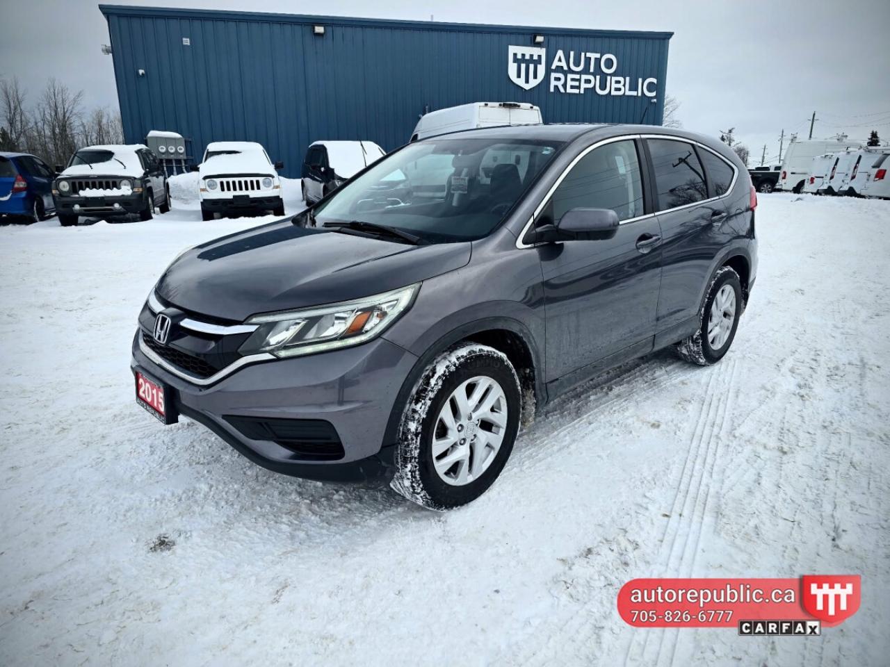 One of the most reliable suvs out there <br/> 2.4L 4cyl (non turbo) engine with AWD <br/> One owner vehicle <br/> <br/> <br/> Comes Safety Certified with no extra charge <br/> <br/> <br/> Has heated seats,back up camera, AC, cruise control, power locks, windows and mirrors, eco mode, steering wheel controls, 2 USB sockets and a HDMI port, rear privacy glass, alloy rims, push to start, two sets of keys and more. <br/> Link to Youtube walkaround video: <br/> https://www.youtube.com/watch?v=u593vkUxiDM <br/> <br/> <br/> 215k kms and had one owner - Carfax Verified <br/> Link to carfax: <br/> https://vhr.carfax.ca/?id=Vfo2LJMk2+LF2esx4i16WqRCvKl0I0Tc <br/> <br/> <br/> Fuel consumption is as low as 7L per 100 hyw kms. <br/> <br/> <br/> Very desirable color combination: shiny grey exterior with black clean interior. <br/> Smoke free, odor free interior. <br/> <br/> <br/> Please call 705-826-6777 for appointments <br/> www.autorepublic.ca <br/> <br/> <br/> Available extended warranty up to 48 months <br/> <br/> <br/> Financing is available <br/> <br/> <br/> Tax and Licensing extra <br/> <br/> <br/> Trade-ins are welcome! <br/> <br/> <br/> No Hidden Fees or Admin Fees! <br/> <br/> <br/> Do not hesitate to contact us with any questions. <br/> <br/> <br/> Please call us at 705/826/6777 for more details. <br/> www.autorepublic.ca <br/>