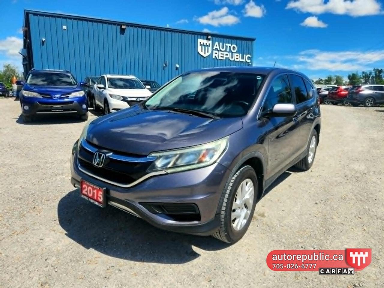 One of the most reliable suvs out there. 2.4L 4cyl (non turbo) engine with AWD. One owner vehicle. <br/> Comes safety certified with no extra charge. No admin fees or omvic fees. Same price - pay cash or finance. Only HST and licensing is extra, <br/> <br/> <br/> Has heated seats,back up camera, AC, cruise control, power locks, windows and mirrors, eco mode, steering wheel controls, 2 USB sockets and a HDMI port, rear privacy glass, alloy rims, push to start, two sets of keys and more. <br/> Link to Youtube walkaround video: <br/> https://youtu.be/-pS2fBhT4dE <br/> <br/> <br/> 215k kms and had one owner - Carfax Verified <br/> <br/> <br/> Fuel consumption is as low as 7L per 100 hyw kms. <br/> <br/> <br/> Very desirable color combination: shiny grey exterior with black clean interior. <br/> Smoke free, odor free interior. <br/> <br/> <br/> Please call 705-826-6777 for appointments <br/> www.autorepublic.ca <br/> <br/> <br/> Available extended warranty up to 48 months <br/> <br/> <br/> Financing is available <br/> <br/> <br/> Tax and Licensing extra <br/> <br/> <br/> Trade-ins are welcome! <br/> <br/> <br/> No Hidden Fees or Admin Fees! <br/> <br/> <br/> Do not hesitate to contact us with any questions. <br/> <br/> <br/> Please call us at 705/826/6777 for more details. <br/> www.autorepublic.ca <br/>