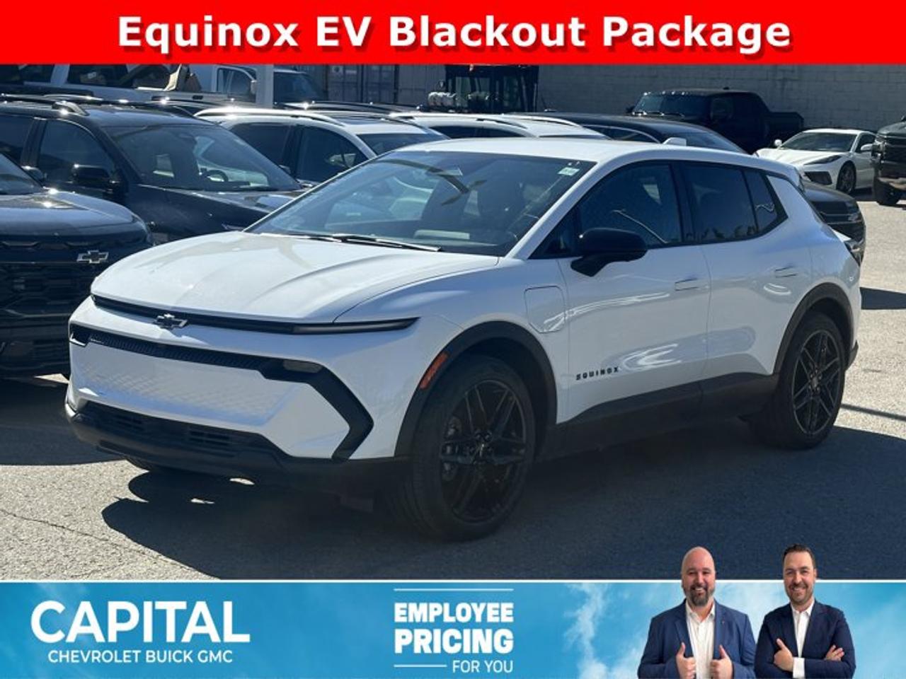 This Chevrolet Equinox EV delivers a Electric engine powering this Automatic transmission. LT PREFERRED EQUIPMENT GROUP includes standard equipment, 3 YEARS SIRIUSXM, Wipers, front intermittent.* This Chevrolet Equinox EV Features the Following Options *Windows, remote Express-Down, all windows, Wheels, 19 (48.3 cm), Wheel, spare, none, Visors, driver and front passenger, sliding, USB ports, 2 type-C, located on back of centre console, charge-only, USB ports, 2 type-C, Charge/Data ports located on floor console, Transmission, none (electric drive unit), Traffic Sign Recognition, enhanced, sensor indicator, Tires, 245/55R19 all-season blackwall, Tire, spare, none.* Stop By Today *Come in for a quick visit at Capital Chevrolet Buick GMC Inc., 13103 Lake Fraser Drive SE, Calgary, AB T2J 3H5 to claim your Chevrolet Equinox EV!
