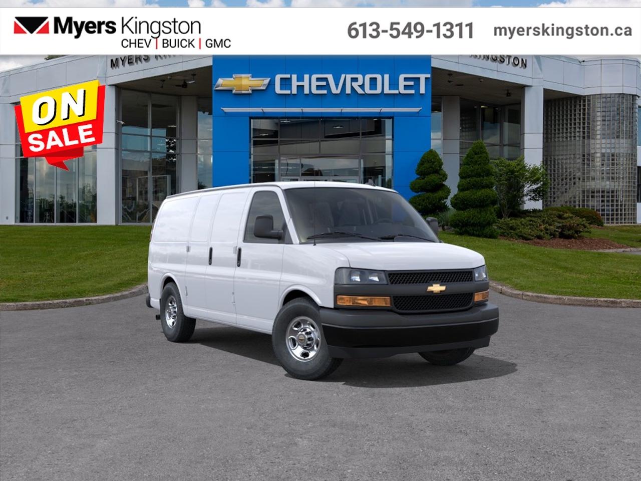 <b>Convenience Package, Audio System, Driver Convenience Package, OnStar turn-by-turn Navi!</b><br> <br> Get the job done with this tough and versatile Chevrolet Express.<br> <br>This Chevrolet Express Cargo is a full-size van with two seats and an expansive cargo area. If you want the capability of a truck, but need the cargo space provided by van, this Chevy Express is perfect fit for you. You can haul big payloads and or customize this Express to perfectly fit for your business needs.<br> <br>This Summit White van has an Automatic transmission and is powered by a 276HP 4.3L V6 Cylinder Engine. <br> <br> Our Express Cargo Vans trim level is 2500 135. This multipurpose cargo van includes 4G LTE capability, a large passenger-side door, air conditioning, power windows and door locks, 6 built-in tie down anchors in the cargo area, vinyl surfaces to make it easier to clean, a 120-volt power outlet, a rear-view camera, LED interior cargo lights, Stabilitrak and Tow Haul mode to change the transmission and engine settings when youre hauling a heavy load. This vehicle has been upgraded with the following features: Convenience Package, Audio System, Driver Convenience Package, OnStar turn-by-turn Navi.<br><br> <br>To apply right now for financing use this link: <a href=https://www.taylorautomall.com/finance/apply-for-financing/ target=_blank>https://www.taylorautomall.com/finance/apply-for-financing/</a><br> <br/>Weve discounted this vehicle $2500. 0% financing for 36 months. 4.99% financing for 84 months. Incentives expire 2026-08-31. See dealer for details. <br><br>HST, licensing, and Federal luxury tax (if applicable) are extra. <br><br> Come by and check out our fleet of 60+ used cars and trucks and 190+ new cars and trucks for sale in Kingston.  o~o