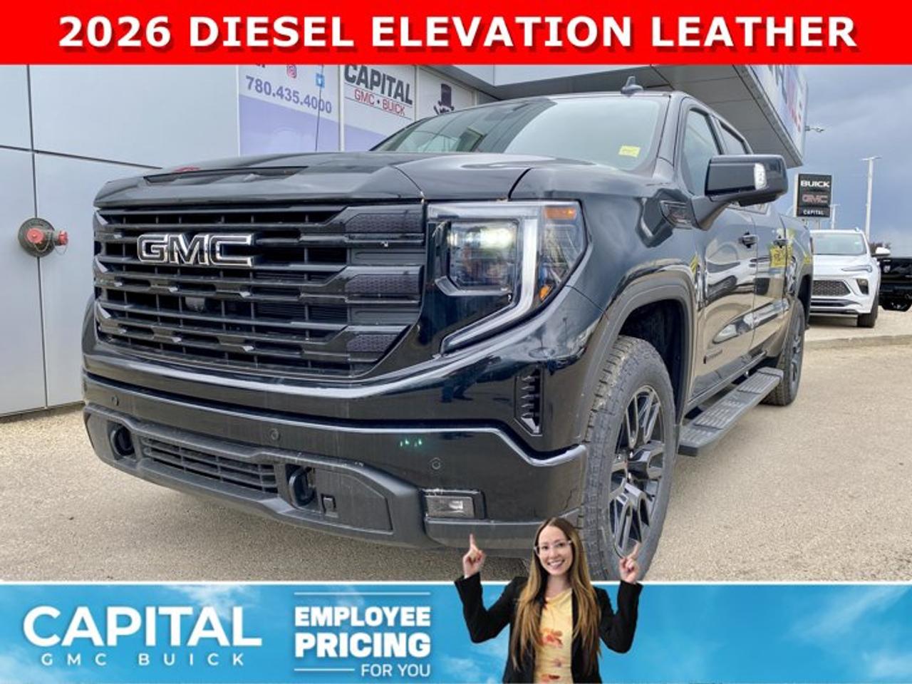 Take a look at this DIESEL 2026 GMC SIERRA 1500 Elevation Premium Package... Fully Equipped with Power Sunroof, BLACK PACKAGE, Heated Leather BUCKET Seats, X31 OFF-ROAD Package, ALL-WEATHER FLOOR MATS, Heated Steering, Adaptive Cruise Control, Dual Exhaust, 360 CAM, 6 Assist Steps, Black Emblems, MultiPro Tailgate, Integrated Brake Controller, Wireless Charger, Blind Zone monitoring, and so much more!Ask for the Internet Department for more information or book your test drive today! Text 507-585-4395 for fast answers at your fingertips!AMVIC Licensed Dealer - Licence Number B1044900