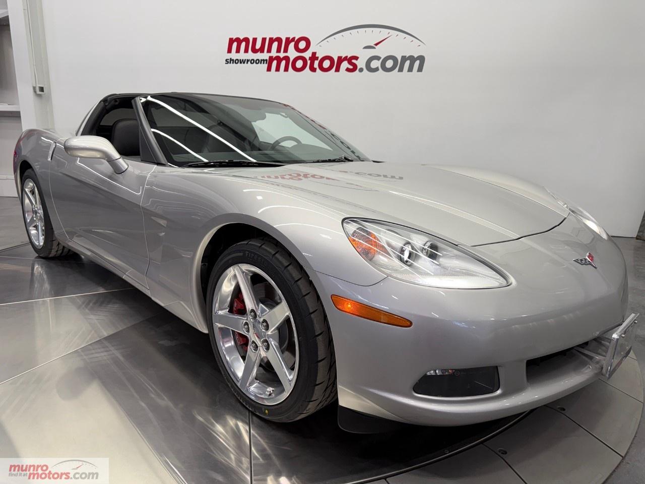 Vehicle Highlights include: 1SB Trim, Polished Aluminum Rims, Brand New Firestone Tires, Red Brake Calipers, Transparent Removeable Roof, Magnetic Ride Control, HUD Heads Up Display, Memory Driver Position, BOSE Sound System, NAV Navigation, Heated Seats, & Carpeted Mats. <br /><br /> The 2005 Corvette 1SB Coupe marked the beginning of a new era for Americas iconic sports car. As the debut year of the C6 generation, it represented a significant evolution in performance, refinement, and design while staying true to the formula that made the Corvette a legend. Lighter, sharper, and more technologically advanced than its predecessor, the 2005 model delivered a modern driving experience wrapped in unmistakable Corvette DNA. <br /><br /> Under the hood, the 2005 Corvette introduced the all-new 6.0L LS2 V8 engine. Producing 400 horsepower and 400 lb-ft of torque, the LS2 gave the C6 immediate credibility in the sports car world. Acceleration from zero to sixty miles per hour came in just over four seconds when properly equipped, putting it firmly in competition with far more expensive European rivals. With the 4 speed automatic transmission, this Corvette leans slightly more toward grand touring comfort without sacrificing performance. <br /><br /> One of the most noticeable changes for 2005 was the exterior design. While clearly a Corvette, the C6 featured fixed headlights in place of the previous generations pop-up units, giving the front end a more aggressive and contemporary look. The body lines were tighter and more sculpted, and the car was slightly shorter in overall length, improving both aerodynamics and handling balance. The coupe retained the signature removable roof panel, allowing drivers to enjoy open-air motoring without sacrificing structural rigidity. <br /><br /> Machine Silver Metallic on the 2005 Chevrolet Corvette Coupe is a timeless and refined color that perfectly suits the sharper design of the new C6 generation. Unlike brighter silvers, Machine Silver carries a slightly warmer tone with fine metallic flake that adds depth and dimension. In direct sunlight, the paint sparkles and highlights the Corvettes sculpted hood, pronounced fender lines, and wide rear haunches. Under softer lighting, it takes on a smoother, almost liquid appearance that gives the car an understated yet confident presence. <br /><br /> Paired with an Ebony interior, the combination delivers a classic silver-and-black contrast that feels both sporty and sophisticated. <br /><br /> The 1SB equipment package added a range of comfort and convenience upgrades that enhanced everyday usability without diluting performance. Features included power-adjustable sport seats, a premium Bose audio system, dual-zone automatic climate control, and a head-up display that projected key driving information onto the windshield. These additions made the Corvette not only a weekend performance machine but also a comfortable grand touring coupe. <br /><br /> Chassis improvements played a major role in the C6s appeal. A refined suspension setup, rear-mounted transaxle for improved weight distribution, and larger brakes contributed to better balance and sharper handling. Steering response was precise, and the car felt planted through corners while remaining composed on the highway. The structure itself was stiffer than the outgoing C5, resulting in improved ride quality and reduced cabin noise. <br /><br /> Inside, the 2005 Corvette saw meaningful upgrades in materials and layout. The cabin was more driver-focused, with improved ergonomics and better overall fit and finish compared to earlier generations. Controls were intuitive, and visibility remained strong thanks to the low hood line and well-positioned seating. <br /><br /> The 2005 Corvette 1SB Coupe represents a pivotal moment in Corvette history. It successfully transitioned the car into a more modern sports car era while preserving the raw V8 performance and rear-wheel-drive excitement enthusiasts expect. With its blend of power, refinement, and everyday comfort, the C6 1SB remains a compelling choice for drivers seeking authentic American performance in a timeless coupe design. <br /><br /> This Corvette has a clean Carfax with low kms. Come on down to Munro Motors & see this one for yourself, it is in stock. We will look forward to seeing you real soon!<br /><br /> <p>Carfax: <a target=_blank rel=noopener noreferrer nofollow href=https://vhr.carfax.ca/en/?id=VDtcBe6zVmI1aplbXrBolJtlY5QSCdID>https://vhr.carfax.ca/en/?id=VDtcBe6zVmI1aplbXrBolJtlY5QSCdID</a></p><p></p><p>Check us out on youtube: click here</p><p>Like us on Facebook: <a target=_blank rel=noopener noreferrer nofollow href=https://www.facebook.com/munromotors/>https://www.facebook.com/munromotors/</a></p><p>We are located in Brantford, Ontario; Telephone City and the hometown of hockey legend Wayne Gretzky. Formerly located in St. George, Ontario for ten years, we are still east of London, south of Cambridge, and west of Hamilton. In order to get our customers to come here, we have to have great prices and then when you get here, we have to have a great car in order to earn your business.</p><p>Our business hours are Monday to Friday 10am to 5pm. We are closed on Saturdays and Sundays.</p><p>At Munro Motors, we find unique vehicles and post our entire stock online in order to ensure that our vehicles find their happy home.</p><p>To ensure our customers can get what they've always wanted, we offer financing services through TD Auto Finance, Desjardins, CIBC Auto Finance and Independent Leasing Companies on vehicles that are less than ten model years old and boats that are less than twenty-five model years old.</p><p>We also offer warranty products through Lubrico and GVC warranties to ensure that your mechanical baby stays in tip-top condition.</p><p>All of our vehicles are hand-picked by the very knowledgeable owner, Andy Munro, who has been connecting people to their dreams for many years.</p><p><a target=_blank rel=noopener noreferrer nofollow href=http://Munromotors.com>Munromotors.com</a></p><p>Email: <a target=_blank rel=noopener noreferrer nofollow><u>sales@munromotors.com</u></a></p><p>Most of our vehicles are already reconditioned, saftied, etested and ready to drive home with you.</p><p>Delivery is available. Ask for details</p><p>All prices are subject to HST and licensing, no hidden fees.</p>