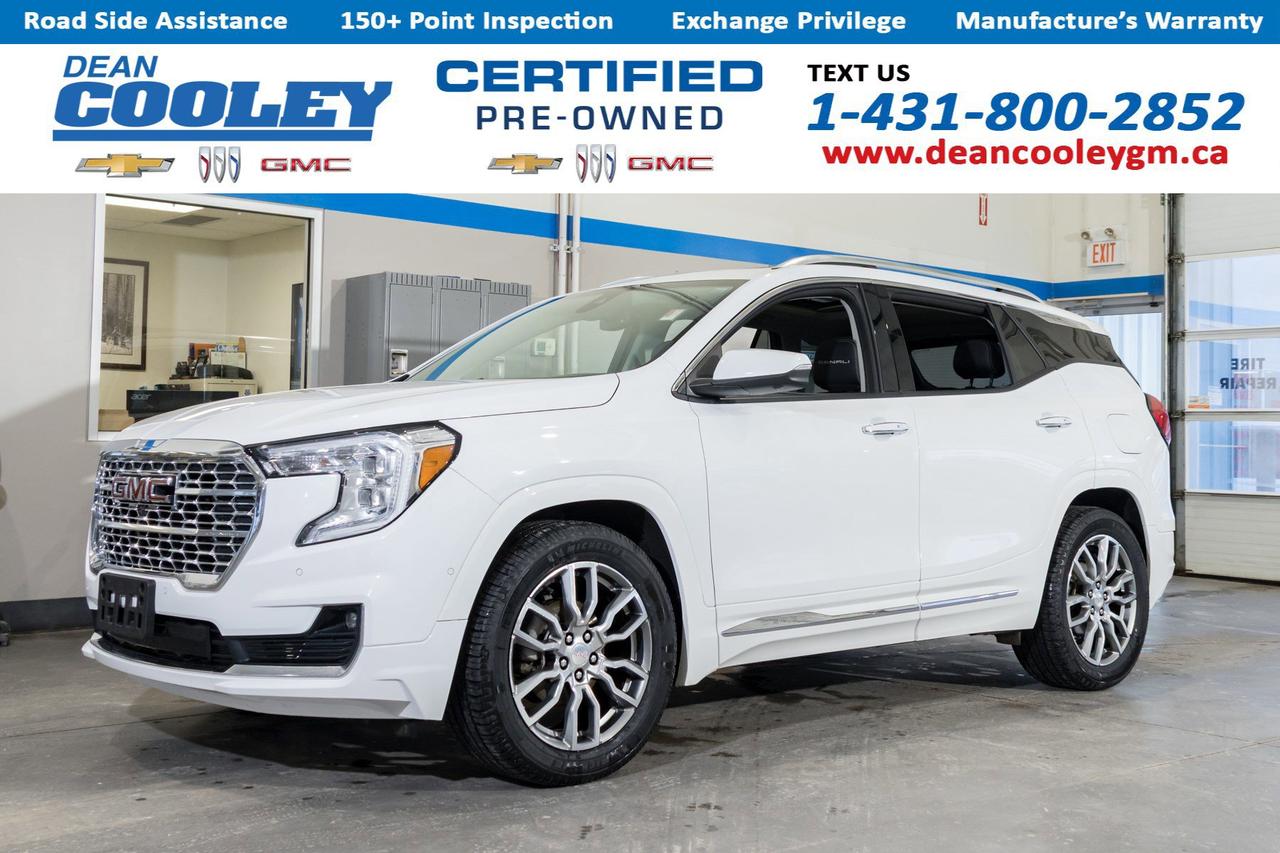 Denali Preferred Equipment Group, Adaptive Cruise Control, Leather Seats, Navigation System, Blind Spot Monitor, Heated Steering Wheel, Heads-Up Display  Experience the ultimate combination of luxury and utility with the 2022 GMC Terrain Denali, available in Dauphin. This sport utility vehicle is equipped with a turbocharged engine, delivering impressive power and efficiency. The 9-speed automatic transmission ensures a smooth and responsive drive, enhancing your journey through every twist and turn.  The Terrain Denali offers a suite of advanced features designed for both comfort and safety. Enjoy the ease of the Hands-Free Liftgate for quick access to the spacious cargo area, while the Adaptive Cruise Control and Lane Keeping Assist provide enhanced driving confidence. The interior showcases premium Leather Seats, a Heated Steering Wheel, and a state-of-the-art Heads-Up Display, keeping essential information right in your line of sight.  Stay connected and entertained with the integrated Navigation System and Bluetooth Connection, offering seamless access to your favorite apps and music. The Blind Spot Monitor and Cross-Traffic Alert systems add an extra layer of protection, ensuring peace of mind on every journey. With its modern design and cutting-edge technology, the GMC Terrain Denali is the perfect companion for lifes adventures.  Dean Cooley GM has been serving the Parkland area since 1995, and we are proud to have contributed to the areas automotive needs for almost three decades. Specializing in Chevrolet, Buick, and GMC vehicles, along with certified pre-owned options, we take pride in matching you with the perfect vehicle to suit your needs. Our in-house financial experts are dedicated to simplifying the financing and leasing process, offering personalized solutions. At the heart of our operation lies our service department, complete with a cutting-edge collision and glass center. Here, we service all makes and models with meticulous precision and care. We also have a comprehensive parts department, stocked with essential parts, accessories, and tires all conveniently located under one roof. Visit us today at 1600 Main Street South in Dauphin and experience a new standard in the automotive industry.