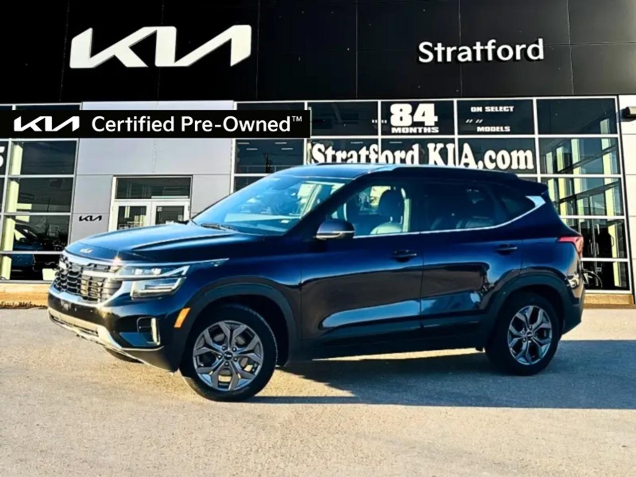 <b>Certified, Sunroof,  Heated Steering Wheel,  Heated Seats,  Apple CarPlay,  Android Auto!</b><br> <br> Stratford Kia Used Cars & Pre-Owned Superstore: We sell all makes and models.<br><br>Audi, Acura, Alfa Romeo, BMW, Buick, Cadillac, Chevrolet, Chrysler, Dodge, Ram, Ferrari, Ford, GMC, Genesis, Honda, Hyundai, Infiniti, Jaguar, Jeep, Kia, Lamborghini, Land Cruiser, Lexus, Lincoln, Land Rover, Maserati, Mazda, Mercedes AMG, Mercedes Benz, Mini, Mitsubishi, Nissan, Porsche, Ram, Subaru, Tesla, Toyota, Volkswagen, Volvo.<br> <br>Explore your world in this boldly designed 2024 Seltos, with advanced technology and adaptability. This 2024 Kia Seltos is for sale today in Stratford.<br> <br>This 2024 Seltos earns its place in the Kia lineup, thanks to its alluring styling, spacious cabin and fun-to-drive edge. New updates for this model year ensure that this fabulous subcompact crossover is up to the task for all your urban activities and even long haul adventures. This Kia Seltos is built to do everything you do.<br> <br>This SUV has 75,347 km and is a Certified Pre-Owned vehicle. Its Dark Sky Metallic in colour. It has an Automatic transmission and is powered by a 2.0L I4 16V MPFI DOHC engine. And its got a certified used vehicle warranty for added peace of mind. <br> <br> Our Seltoss trim level is EX. This Seltos EX steps things up with a glass sunroof, LED headlights, a heated steering wheel, and Sofino leather upholstery. Additional features include proximity keyless entry with push button start, remote start, climate control, heated front seats, cruise control, alloy wheels, and an 8-inch infotainment screen with Apple CarPlay and Android Auto. Safety features include blind spot detection, lane keeping assist with lane departure warning, front and rear collision mitigation, and a rearview camera. This vehicle has been upgraded with the following features: Sunroof, Heated Steering Wheel, Heated Seats, Apple CarPlay, Android Auto, Blind Spot Detection, Lane Keep Assist.<br> <br>To apply right now for financing use this link: <a href=https://www.stratfordkia.com/credit-application/ target=_blank>https://www.stratfordkia.com/credit-application/</a><br> <br/><br>While every effort is made to ensure accuracy, we are not responsible for any errors and omissions. ***In-stock vehicle may differ from online listing— Please confirm details with dealerPlease see your dealer for current pricing. <br><br>Stratford Kia is a proud member of the Trinity Auto Group. Serving Stratford and South Western Ontario. We invite you to experience our unparalleled Customer Service and truly enjoy your Car Buying experience, the way it should be. WE NEED YOUR TRADE! We offer top market value for trade ins. We also offer a great selection of Pre-Owned Vehicles. Our second-to-none reconditioning process and attention to detail are why our customers know they can buy with confidence. Experience the Stratford Kia difference today! 863 Erie Street. Stratford Ont. N5A 6S4<br> Come by and check out our fleet of 40+ used cars and trucks and 80+ new cars and trucks for sale in Stratford.  o~o