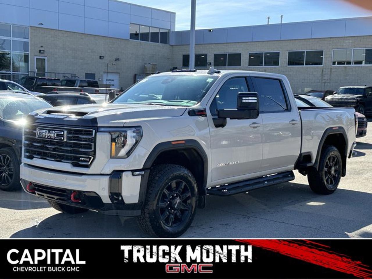 This GMC Sierra 2500HD delivers a Turbocharged Diesel V8 6.6L/ engine powering this Automatic transmission. ENGINE, DURAMAX 6.6L TURBO-DIESEL V8, B20-DIESEL COMPATIBLE (470 hp [350.5 kW] @ 2800 rpm, 975 lb-ft of torque [1322 Nm] @ 1600 rpm) (Includes (K05) engine block heater.), Wireless phone projection for Apple CarPlay and Android Auto, Wireless Charging.* This GMC Sierra 2500HD Features the Following Options *Wipers, front rain-sensing, Windows, power rear, express down, Windows, power front, drivers express up/down, Window, power front, passenger express up/down, Wi-Fi Hotspot capable (Terms and limitations apply. See onstar.ca or dealer for details.), Wheels, 20 (50.8 cm) High Gloss black aluminum wheels 8 spokes, Wheelhouse liners, rear, USB Ports, 2, Charge/Data ports located inside centre console, USB Ports, 2 (first row) located on console, USB ports, (2) charge-only, rear.* Visit Us Today *For a must-own GMC Sierra 2500HD come see us at Capital Chevrolet Buick GMC Inc., 13103 Lake Fraser Drive SE, Calgary, AB T2J 3H5. Just minutes away!