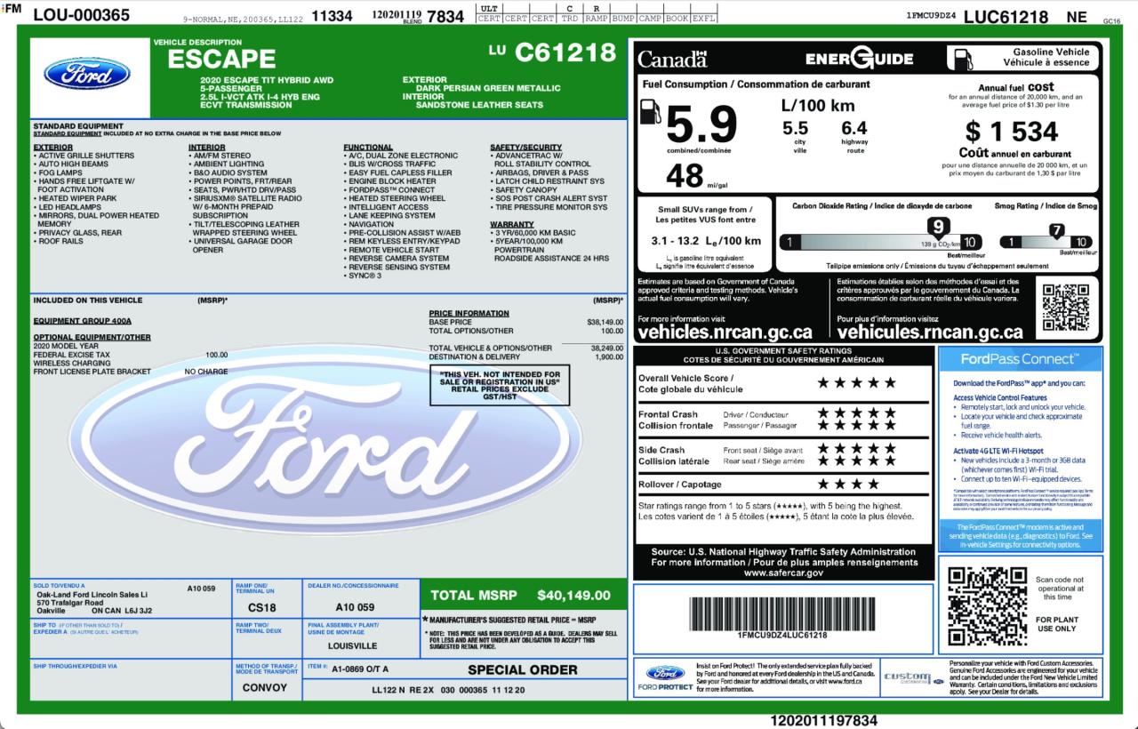 2020 Ford Escape Titanium Hybrid 400A|INCOMING|LEATHER|LOW KM|HYBRID Photo3