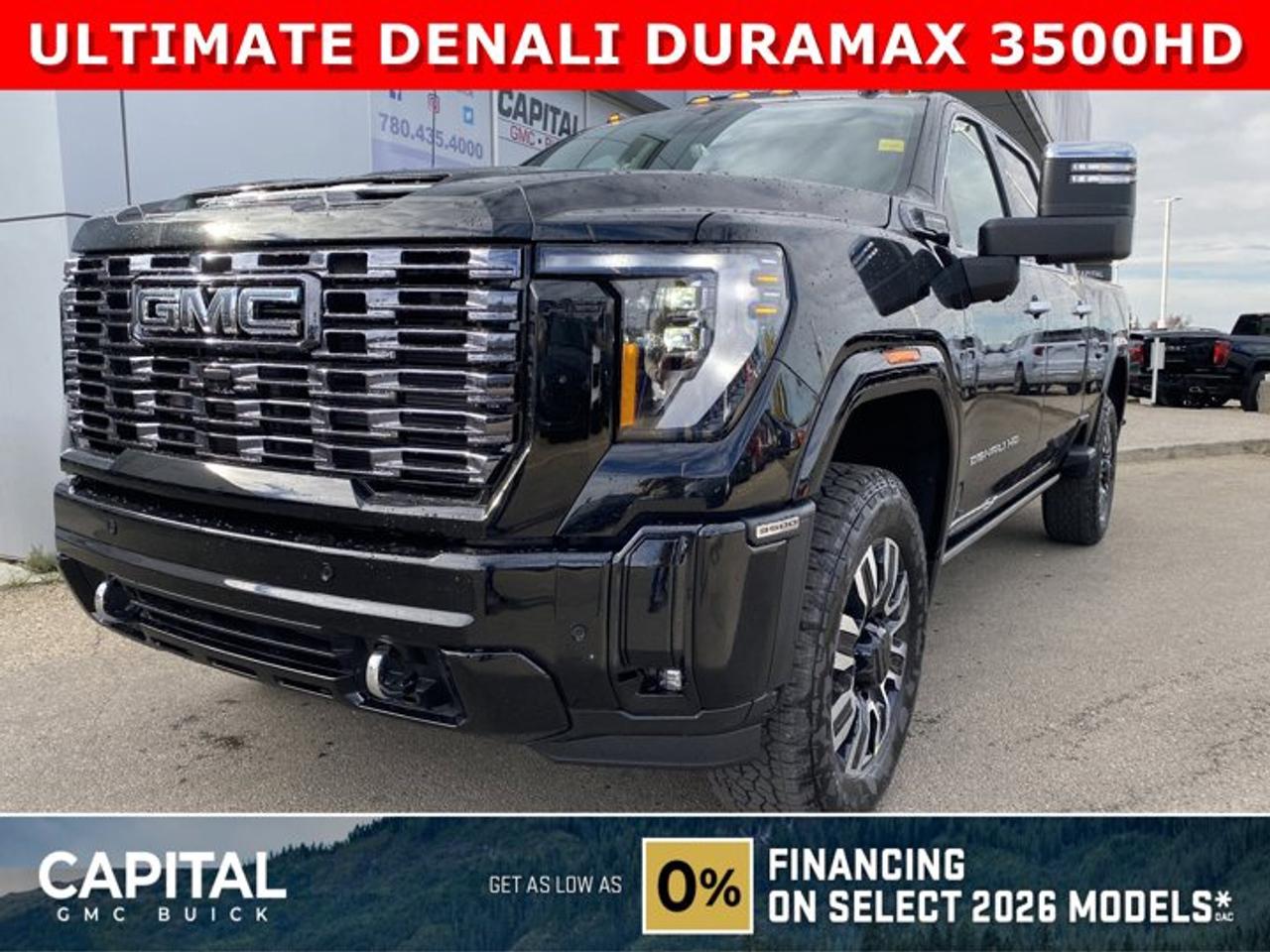 This 2026 DENALI ULTIMATE HD 3500 is the benchmark for LUXURY. Fully equipped with every option including 5th Wheel Prep Package, Massaging Power Seats, Heated and Cooled Seats, Heads-Up Display, Adaptive Cruise, Rear Streaming Mirror, Signature Alpine Umber Interior, Vader Chrome, Duramax Engine, 360 Cam, Sunroof and so much more... CALL NOW and secure yours today..Ask for the Internet Department for more information or book your test drive today! Text (or call) 780-435-4000 for fast answers at your fingertips!Disclaimer: All prices are plus taxes and include all cash credits and loyalties. See dealer for details. AMVIC Licensed Dealer # B1044900