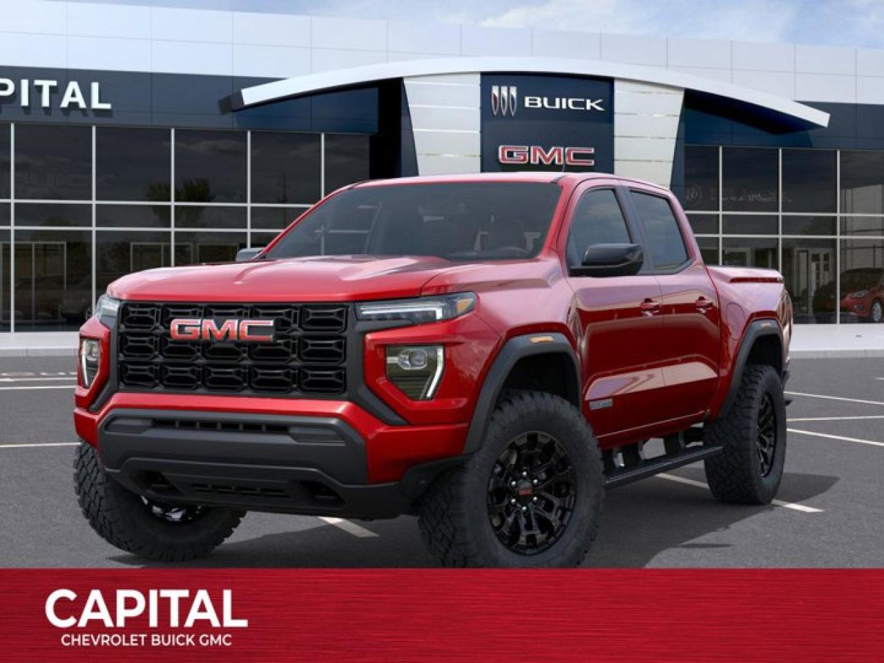 This GMC Canyon delivers a Turbocharged Gas I4 2.7L/ engine powering this Automatic transmission. VOLCANIC RED TINTCOAT, TRANSMISSION, 8-SPEED AUTOMATIC, 8L80 (STD), REAR AXLE, 3.42 RATIO.*This GMC Canyon Comes Equipped with These Options *LPO, BLACK ASSIST STEP (dealer-installed), LPO, ALL-WEATHER FLOOR LINER, 1ST AND 2ND ROWS includes GMC logo, (dealer-installed), ENGINE, TURBOMAX (310 hp [231 kW] @ 5600 rpm, 430 lb-ft of torque [583 Nm] @ 3000 rpm) (STD), ENGINE BLOCK HEATER, ELEVATION PREFERRED EQUIPMENT GROUP includes standard equipment, 3 YEARS SIRIUSXM, Wireless Apple CarPlay/Wireless Android Auto, Windows, remote Express-Down, all windows, Windows, power with driver Express-Up and Down, Windows, power rear, express down.* Stop By Today *Come in for a quick visit at Capital Chevrolet Buick GMC Inc., 13103 Lake Fraser Drive SE, Calgary, AB T2J 3H5 to claim your GMC Canyon!