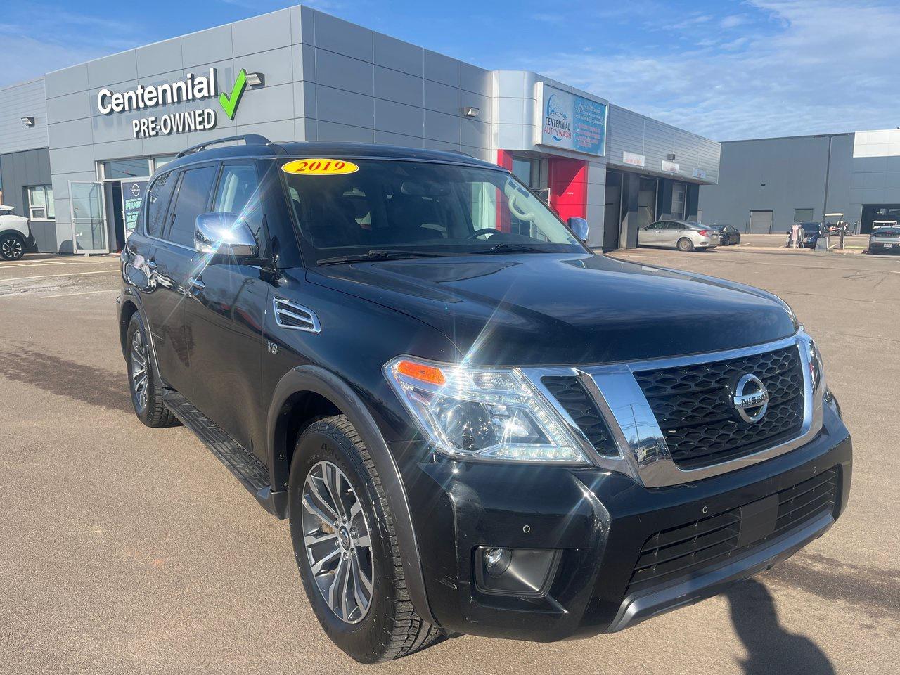 <span>Theres no denying the 2019 Nissan Armada offers expansive seating spread across three rows &ndash; its an ideal premium family vehicle. But theres no also no denying that central to the Armadas appeal is its perfect mix of rugged outdoors nature and its decidedly luxurious interior.</span>




<span>On the one hand, the Armadas a 390-horsepower, V8-engined monster built to tow up to 8,500 pounds. Theres over 9 inches of ground clearance, a proper four-wheel-drive system (with 4Auto and 4Lo settings), and great tech like an auto-leveling rear suspension.</span>




<span>On the other hand, you move inside this Armada SL to discover a leather-lined cabin with heated front seats and a heated steering wheel, a 10-way power drivers seat (with memory settings) and an 8-way power passengers seat, a premium liftgate, remote start, and intelligent cruise control. Theres also Nissans brilliant Around View Monitor, front and rear sonar, navigation, a sunroof, premium Bose audio, and so much more, including blind spot monitoring, forward collision warning, and front and rear sonar.</span>




<span style=font-weight: 400;>Thank you for your interest in this vehicle. Its located at Centennial Nissan, 30 Nicholas Lane, Charlottetown, PEI. We look forward to hearing from you - call us at 1-902-892-6577.</span>