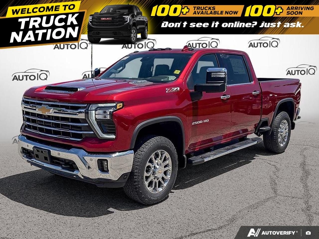 <p>Equipped with $23,865 in factory options. <b>OEM OPTIONS: </b>RADIANT RED TINTCOAT , ALL-WTHR MATS Z71 (DEALER INSTALLED) , 5TH WHL PREP , CANADIAN BASE EQUIPMENT , 20 WHLS BRIGHT FINISH ALUMINUM 12-SPOKE , 6 CHROME ASSIST STEPS (DEALER INSTALLED) , MOULDED SPLASH GUARDS (DEALER INSTALLED) , LED ROOF MARKER LAMPS , LT275/65R-20 ALL-TERRAIN TIRES , SAFETY PKG , LTZ CONVENIENCE PKG , LTZ CONVENIENCE PKG II , 10-SPD A/T TRANS. , DURAMAX 6.6L V8 TURBO DIESEL , GVWR 5126 KG (11300 LB) , REAR AXLE - 3.42 RATIO , PWR SUNROOF , Z71 OFF-ROAD PKG , PREF EQUIP GRP<br><br><b>PERFORMANCE & CAPABILITY: </b>Check out this factory-fresh <b>2026 Chevrolet Silverado 2500HD LTZ</b> finished in Radiant Red Tintcoat with a Dark Walnut/Slate interior, creating a warm, unique, and classic sports car feel. As a powerful Pickup Truck, this Crew Cab configuration offers maximum interior room, ideal for passengers and cargo. Full configuration: 4WD Crew Cab 159 inches LTZ. Powered by a responsive <b>N/A</b> engine paired with a smooth <b>Automatic</b>.<br><br><b>MODEL REVIEWS: </b>Praised for its strong towing and hauling numbers, powerful engine options (including the legendary Duramax diesel), and durable build. The powerful <b>Diesel</b> engine is built for strength, offering immense torque for heavy towing and exceptional fuel efficiency.<br>Powered by a responsive <b>N/A</b>. The <b>Automatic</b> transmission provides a smooth, effortless, and reliable driving experience.<br><br><b>EQUIPMENT: </b><br><b>Comfort & Convenience:</b> HEATED SEATS, POWER SEATS, CRUISE CONTROL, POWER WINDOWS, REMOTE STARTER<br><b>Technology & Entertainment:</b> NAVIGATION SYSTEM, SATELLITE RADIO<br><b>Performance & Capability:</b> DURAMAX 6.6L V8 TURBO DIESEL, Z71 OFF-ROAD PKG<br><b>Exterior & Styling:</b> ALLOYS, ALL-WTHR MATS Z71 (DEALER INSTALLED), 6 CHROME ASSIST STEPS (DEALER INSTALLED), MOULDED SPLASH GUARDS (DEALER INSTALLED), LED ROOF MARKER LAMPS, PWR SUNROOF<br><b>Luxury & Premium:</b> LEATHER<br><br>Don't miss out on this exceptional <b>Chevrolet Silverado 2500HD</b>. Contact us now to learn more!<br><br></p> <p></p> <h4>YOUR DRIVE, SIMPLIFIED BY AUTOIQ</h4> <p><em><strong>BUY WITH COMPLETE CONFIDENCE!</strong></em></p> <p>Shop online or in-store, any way you want it. Get a virtual trade estimate & appraisal and virtual credit approval & eSignature! Buying a new vehicle is a significant purchase, and we want to ensure that you LOVE it! Whether you are purchasing a new or quality pre-owned vehicle from us, we offer attractive financing rates and flexible terms! Bad credit? No credit? Bankruptcy? Newcomer? Don't worry! We've got special programs to help you get that long-needed vehicle with the financing that you need! We accept all credit applications O.A.C. See us for more details.</p><p></p>

<h4>YOUR DRIVE, SIMPLIFIED BY AUTOIQ</h4>

<p><em><strong>BUY WITH COMPLETE CONFIDENCE!</strong></em></p>

<p>Shop online or in-store, any way you want it. Get a virtual trade estimate & appraisal and virtual credit approval & eSignature! Buying a new vehicle is a significant purchase, and we want to ensure that you LOVE it! Whether you are purchasing a new or quality pre-owned vehicle from us, we offer attractive financing rates and flexible terms! Bad credit? No credit? Bankruptcy? Newcomer? Dont worry! Weve got special programs to help you get that long-needed vehicle with the financing that you need! We accept all credit applications O.A.C. See us for more details.</p>
