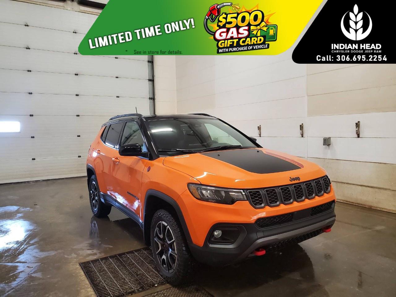 <p>The 2026 Jeep Compass Trailhawk 4x4 is built for drivers who want true Jeep capability in a compact SUV package. Finished in Joose with a Black interior featuring Ruby Red accent stitching, this Trailhawk delivers bold styling along with confident off-road performance.</p><p>Under the hood, its powered by a 2.0L DOHC I-4 DI Turbocharged engine with Stop/Start technology, paired with an automatic transmission. The 4x4 system, Selec-Terrain Traction Management System, off-road suspension, and multiple skid plates help provide added confidence whether youre navigating rough terrain or everyday road conditions.</p><p>Inside, comfort and technology come together with premium cloth and leather-faced bucket seats, heated front seats, a heated steering wheel, and dual-zone automatic climate control. The Uconnect 5 system with a 10.1-inch display includes GPS navigation, SiriusXM with 360L, Connected Travel & Traffic Services, Alexa Built-In, and hands-free phone communication. A premium Alpine speaker system enhances your listening experience.</p><p>Safety and driver-assist features include Forward Collision Warning with Active Braking, Pedestrian/Cyclist Emergency Braking, Adaptive Cruise Control with Stop and Go, Active Lane Management System, Blind-Spot Monitoring with Rear Cross-Path Detection, ParkView Rear Back-Up Camera, and Park-Sense Rear Park Assist.</p><p>If youre looking for a capable and well-equipped compact SUV with Trailhawk toughness, this Jeep Compass is worth a closer look. Please confirm all vehicle details and available features with our sales team, and start the buying process today at Indian Head Chrysler Dodge Jeep Ram Ltd.</p>