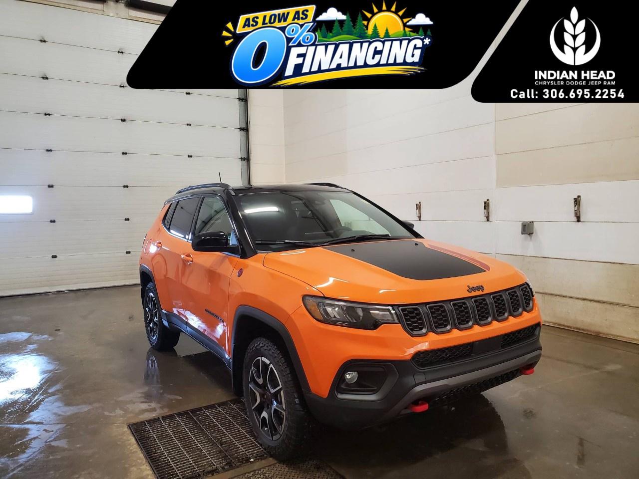 <p>The 2026 Jeep Compass Trailhawk 4x4 is built for drivers who want true Jeep capability in a compact SUV package. Finished in Joose with a Black interior featuring Ruby Red accent stitching, this Trailhawk delivers bold styling along with confident off-road performance.</p><p>Under the hood, its powered by a 2.0L DOHC I-4 DI Turbocharged engine with Stop/Start technology, paired with an automatic transmission. The 4x4 system, Selec-Terrain Traction Management System, off-road suspension, and multiple skid plates help provide added confidence whether youre navigating rough terrain or everyday road conditions.</p><p>Inside, comfort and technology come together with premium cloth and leather-faced bucket seats, heated front seats, a heated steering wheel, and dual-zone automatic climate control. The Uconnect 5 system with a 10.1-inch display includes GPS navigation, SiriusXM with 360L, Connected Travel & Traffic Services, Alexa Built-In, and hands-free phone communication. A premium Alpine speaker system enhances your listening experience.</p><p>Safety and driver-assist features include Forward Collision Warning with Active Braking, Pedestrian/Cyclist Emergency Braking, Adaptive Cruise Control with Stop and Go, Active Lane Management System, Blind-Spot Monitoring with Rear Cross-Path Detection, ParkView Rear Back-Up Camera, and Park-Sense Rear Park Assist.</p><p>If youre looking for a capable and well-equipped compact SUV with Trailhawk toughness, this Jeep Compass is worth a closer look. Please confirm all vehicle details and available features with our sales team, and start the buying process today at Indian Head Chrysler Dodge Jeep Ram Ltd.</p>