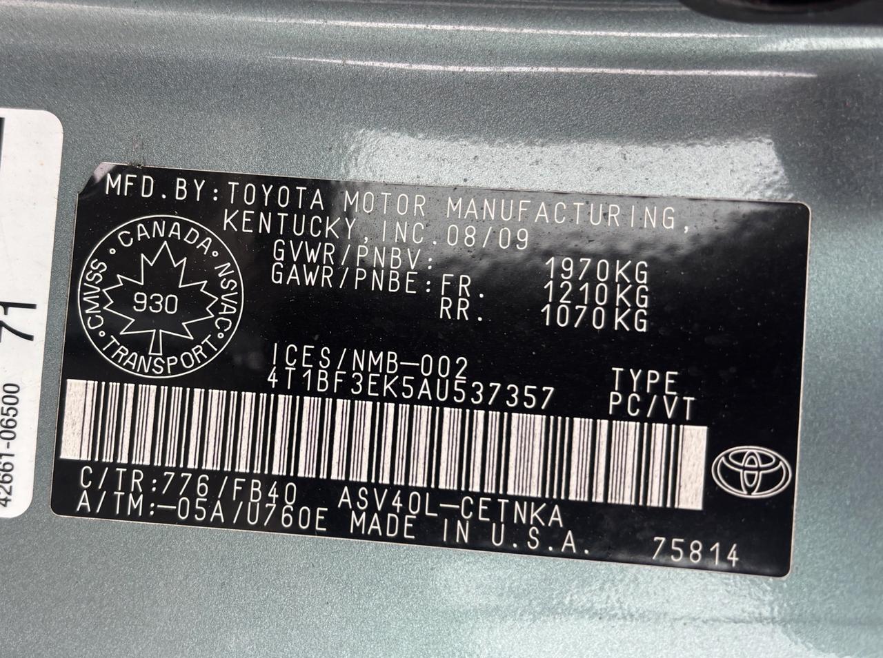 2010 Toyota Camry 4 Cyl. Leather Auto LE Photo