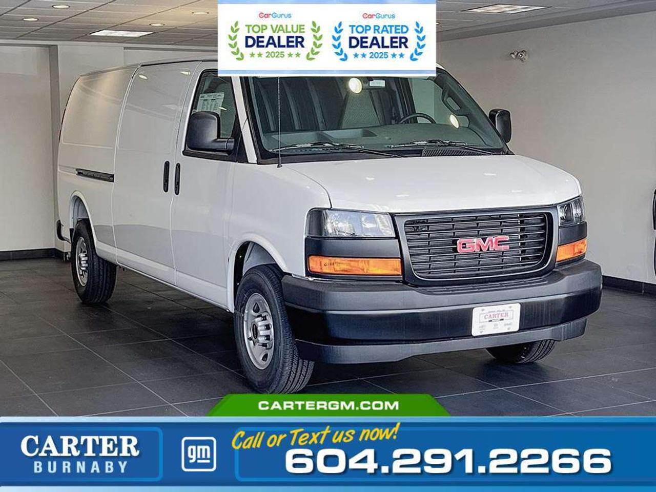 Built for reliability and productivity, this 2026 GMC Savana 2500 RWD is powered by a strong 4.3L V6 engine delivering impressive performance. Designed for work, it features a sliding passenger-side door and cargo tie-downs for easy loading and secure transport. Stay connected with Bluetooth and an AM/FM audio system, plus enjoy remote keyless entry and remote start. Safety comes standard with StabiliTrak and Hill Start Assist, while a heavy-duty battery ensures dependable performance. Come take it for a test drive today and experience all this capable vehicle has to offer!  WHY CARTER GM BURNABY?  - An unrivalled vehicle purchasing experience! - Exceeding our loyal customers expectations since 1963 - 4.5 Google star rating with 2,300+ customer reviews) - CarGurus Top-Rated Dealer 2025 Award - CarGurus Top Value Dealer 2025 Award - Vehicle trades welcome! Best price guaranteed! - We provide upfront pricing, zero hidden fees, and 100% transparency - Fast approvals and 99% acceptance rates (no matter your current credit status!) - Multilingual staff (many languages spoken) - Comfortable non-pressured environment with in-store television, WIFI and a childrens play area! - In-store restaurant: fresh daily menu        Were here to help you drive the vehicle you want, the vehicle you deserve! QUESTIONS? GREAT! WEVE GOT ANSWERS! To speak with a friendly vehicle specialist - CALL NOW! The advertised price includes all standard dealer fees and any applicable manufacturer or dealer incentives. It does not include applicable taxes, licensing, insurance, or optional products or services. Dealer fees will be clearly broken out and itemized on the bill of sale, maximum total of fees $699.00. Prices are shown in Canadian dollars. While we make every effort to ensure accuracy, vehicle details, pricing, options, and availability are subject to change without notice. Please confirm all information with dealership sales management before purchase. Dealer Code: 81129