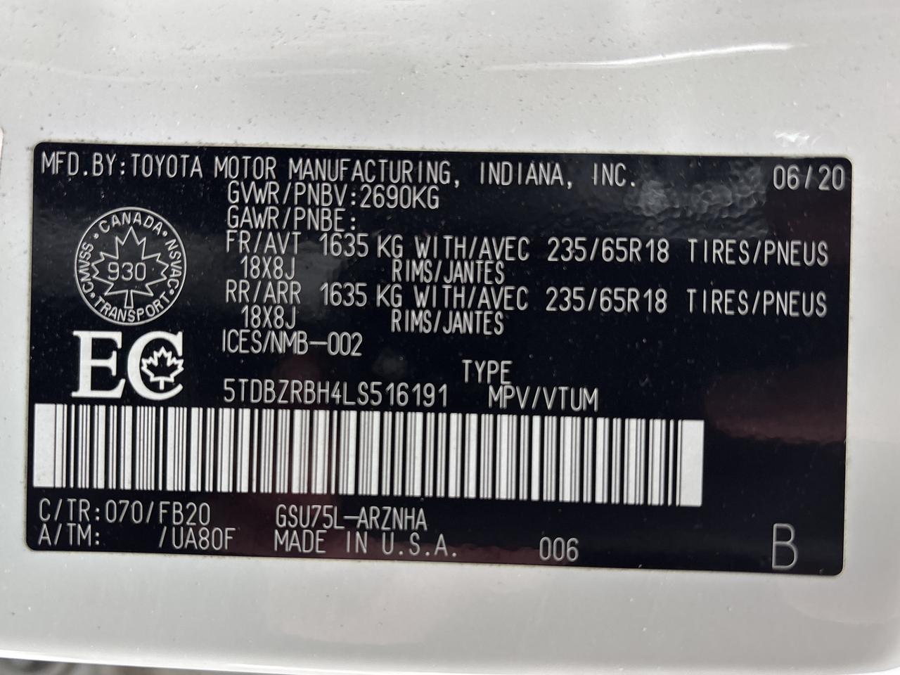 2020 Toyota Highlander LE AWD Photo