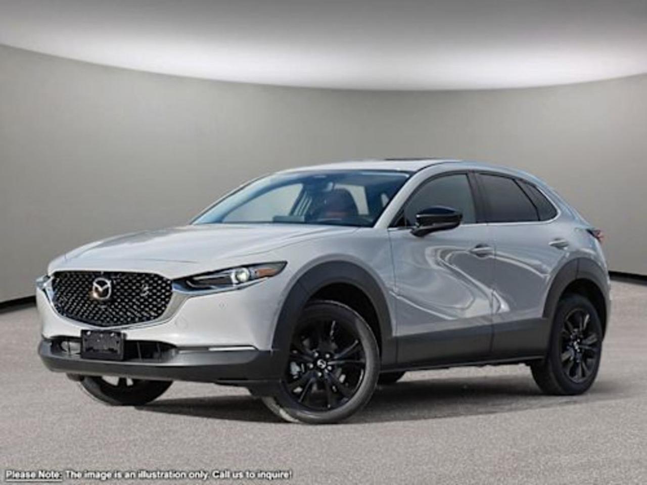 Experience the perfect blend of power, luxury, and technology with the all-new 2026 Mazda CX-30 GT w/Turbo AWD in stunning Grey. Powered by a spirited 2.5L SKYACTIV-G Turbo engine paired with a smooth 6-speed automatic transmission, this SUV delivers confident performance and dynamic handling with all-wheel drive and selectable drivetrain modes.Inside, indulge in premium comfort featuring leather upholstery, power 10-way driver seat with memory and lumbar support, heated front seats, and a dual-zone automatic climate system. Stay connected and entertained with Mazda Connected Services, a 12-speaker Bose premium sound system, and a large 10.2-inch touchscreen with integrated navigation and advanced driver-assist features including adaptive cruise control, lane departure prevention, and forward collision mitigation.Built for versatility and safety with 10 airbags, all-speed ABS, electronic stability control, and front and rear parking sensors. The sleek exterior includes black metallic alloy wheels, LED adaptive headlights, and a power liftgate.Elevate your daily drive with the 2026 Mazda CX-30 GT w/Turbo AWD  where performance, luxury, and cutting-edge technology meet. Visit us today to test drive yours!Go Mazda is an AMVIC licensed business.Please note that a new administration fee from Mazda Canada of $795 will apply to finance and cash purchases. effective February 1, 2024.