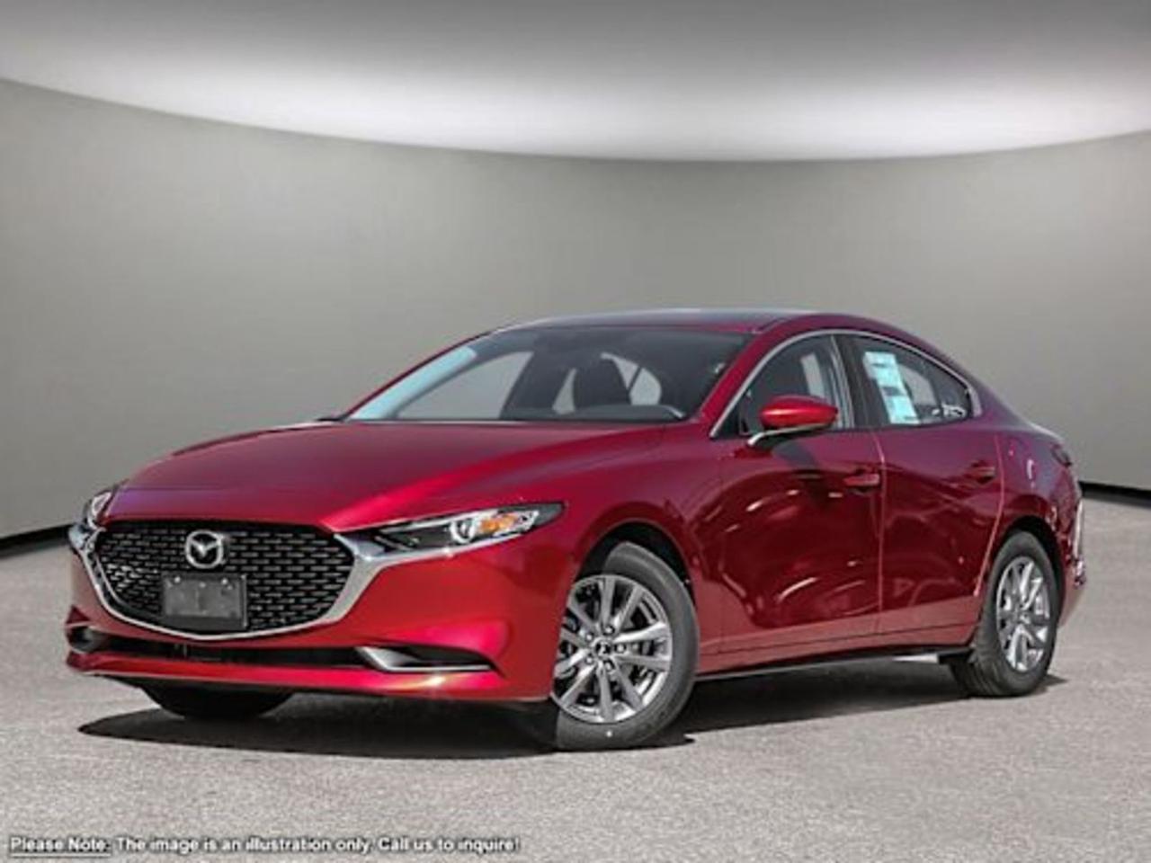 Experience the perfect blend of style, performance, and advanced technology with the all-new 2026 Mazda Mazda3 GS i-ACTIV AWD in striking Red with a sleek Black interior. Powered by a responsive 2.5L SKYACTIV-G engine paired with a smooth 6-speed automatic transmission and full-time all-wheel drive, this model delivers confident handling in all conditions.Enjoy premium comfort with heated leatherette-trimmed front seats, dual-zone automatic climate control, and a power-adjustable drivers seat with lumbar support. Stay connected on the go with Mazda Connected Vehicle Services, wireless Apple CarPlay and Android Auto, plus a 10.2-inch touchscreen with wireless charging.Safety is front and center with advanced features including lane departure prevention, blind-spot monitoring, forward collision mitigation, and a rearview camera. Stylish 16 silver metallic alloy wheels and LED headlights complete the look.The 2026 Mazda3 GS i-ACTIV AWD combines dynamic driving, modern convenience, and meticulous craftsmanshipready to elevate your daily drive. Schedule your test drive today and see how Mazda innovation moves you!Go Mazda is an AMVIC licensed business.Please note that a new administration fee from Mazda Canada of $795 will apply to finance and cash purchases. effective February 1, 2024.