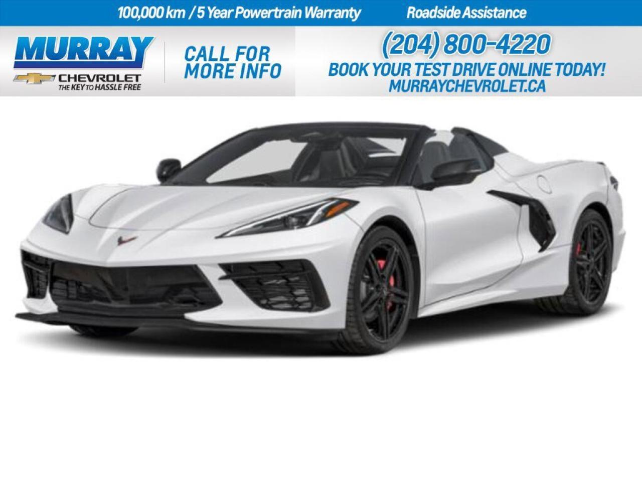 * Z51 PERFORMANCE PACKAGE * * HIGH WING SPOILER * * FRONT LIFT ADJUSTABLE HEIGHT WITH MEMORY *  Get ready to elevate your driving experience with the 2026 Chevrolet Corvette 2LT Convertible in the heart of Winnipeg. This stunning sports car is powered by a high-output 6.2L V8 engine, delivering an exhilarating 490 horsepower with precision and authority. The 8-speed dual clutch transmission offers seamless shifts, whether you choose manual or auto modes, ensuring an engaging ride every time you hit the road.  Designed for performance enthusiasts, the Z51 Performance Package enhances your driving dynamics with features like performance brakes, suspension, and a rear axle ratio, along with a heavy-duty cooling system to keep everything running smoothly during high-speed thrills. The carbon flash-painted high wing spoiler and convertible top add a touch of sophistication and aerodynamic finesse, while the front lift adjustable height with memory ensures you can tackle any road conditions with ease.  Step inside the luxurious cabin, where GT2 bucket seats and a heated leather steering wheel await to wrap you in comfort. The advanced technology suite includes a premium sound system, navigation, and a heads-up display, keeping you connected and informed at all times. With safety features like cross-traffic alert, lane departure warning, and blind spot monitoring, you can drive with confidence knowing youre protected on every journey.  Dealer Permit #1740