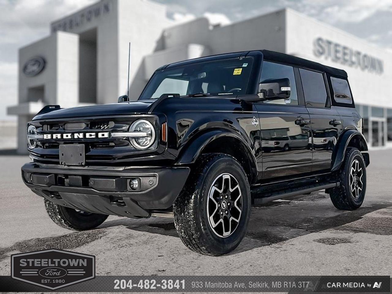 <b>Low Mileage!</b><br> <br> We value your TIME, we wont waste it or your gas is on us!   We offer extended test drives and if you cant make it out to us we will come straight to you!<br><br><br> <br>Not only is this 2023 Ford Bronco a cool and capable off-roader, but its also incredibly satisfying to drive every day. This 2023 Ford Bronco is fresh on our lot in Selkirk. <br> <br>With a nostalgia-inducing design along with remarkable on-road driving manners with supreme off-road capability, this 2023 Ford Bronco is indeed a jack of all trades, and masters every one of them. Durable build materials and functional engineering coupled with modern day infotainment and driver assistive features ensure that this iconic vehicle takes on whatever you can throw at it. Want an SUV that can genuinely do it all and look good while at it? Look no further than this 2023 Ford Bronco! This low mileage SUV has just 24,236 km. Its Black in colour. It has an Automatic transmission and is powered by a 275HP 2.3L 4 Cylinder Engine.<br> To view the original window sticker for this vehicle view this <a href=http://www.windowsticker.forddirect.com/windowsticker.pdf?vin=1FMDE5DH7PLB76628 target=_blank>http://www.windowsticker.forddirect.com/windowsticker.pdf?vin=1FMDE5DH7PLB76628</a>. <br/><br> <br>To apply right now for financing use this link: <a href=http://www.steeltownford.com/?https://CreditOnline.dealertrack.ca/Web/Default.aspx?Token=bf62ebad-31a4-49e3-93be-9b163c26b54c&La target=_blank>http://www.steeltownford.com/?https://CreditOnline.dealertrack.ca/Web/Default.aspx?Token=bf62ebad-31a4-49e3-93be-9b163c26b54c&La</a><br><br> <br/><br> Buy this vehicle now for the lowest bi-weekly payment of <b>$332.73</b> with $0 down for 96 months @ 8.99% APR O.A.C. ( Plus applicable taxes -  Platinum Shield Protection & Tire Warranty included   / Total cost of borrowing $19914   ).  See dealer for details. <br> <br>Family owned and operated in Selkirk for 35 Years.  <br>Steeltown Ford is located just 20 minutes North of the Perimeter Hwy, with an onsite banking center that offers free consultations. <br>Ask about our special dealer rates available through all major banks and credit unions.<br><br><br>Steeltown Ford Protect Plus includes:<br>- Life Time Tire Warranty <br>Cars cost less in Selkirk <br><br>Dealer Permit # 1039<br><br><br> Come by and check out our fleet of 100+ used cars and trucks and 160+ new cars and trucks for sale in Selkirk.  o~o