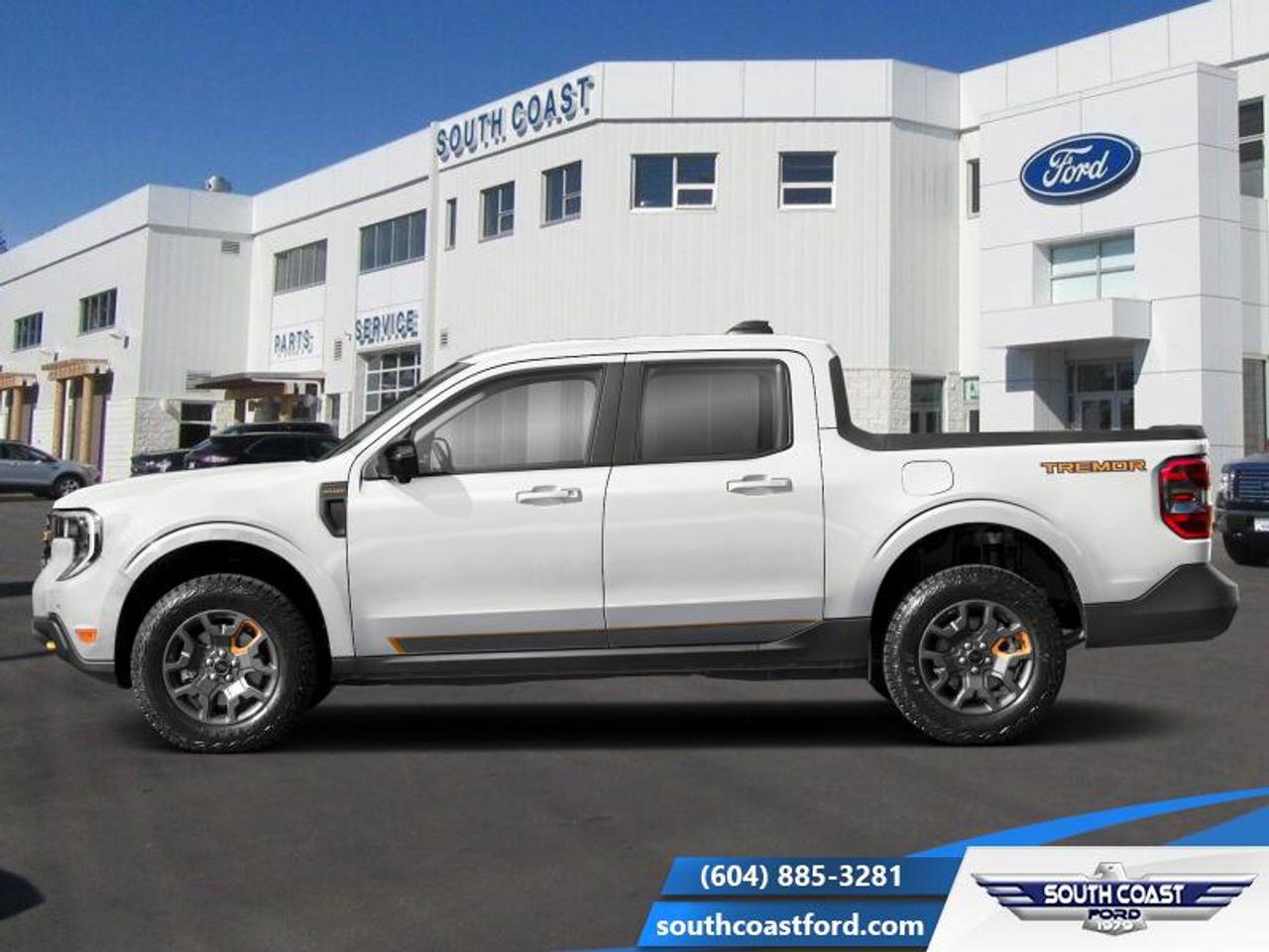 <b>17 inch Aluminum Wheels, Power Sliding Rear Window!</b><br> <br> The 2026 Ford Maverick delivers compact utility, bold styling and versatile capability in a pickup built for modern life. <br> <br>The 2026 Ford Maverick balances the utility of a pickup with the size and maneuverability tailored for daily use and light-duty tasks. Inside, the cabin features thoughtful materials, simple modern tech and seating designed to support every passenger comfortably. With its versatile footprint, confident styling and Fords reputation for dependability, the Maverick stands out as a smart choice for lifestyle-driven truck buyers.<br> <br>This Oxford White Crew Cab 4X4 pickup has an Automatic transmission and is powered by a 250HP 2.0L 4 Cylinder Engine. <br> <br> Our Mavericks trim level is Tremor. Built for serious off-road adventures, this rugged pickup brings part- and full-time all-wheel drive, a driver-selectable rear locking differential, and off-road suspension with skid plate protection to handle demanding trails with confidence. A spray-in bed liner, integrated cargo storage, and Class I towing with trailer sway control make hauling gear effortless, while LED headlights and a premium B&O sound system with SYNC 4, wireless smartphone integration, 5G hotspot, and SiriusXM Traffic keep you connected even in remote areas. Off-roaders will appreciate advanced safety tech like blind-spot assist, adaptive cruise with stop-and-go, lane centering and keeping, aerial and multi-view cameras, reverse brake assist, pre-collision assist with AEB, front cross-traffic mitigation, parking sensors, and Safety Canopy airbags for added peace of mind on rugged terrain. This vehicle has been upgraded with the following features: 17 inch Aluminum Wheels, Power Sliding Rear Window.<br><br> View the original window sticker for this vehicle with this url <b><a href=http://www.windowsticker.forddirect.com/windowsticker.pdf?vin=3FTTW8NA1TRA80747 target=_blank>http://www.windowsticker.forddirect.com/windowsticker.pdf?vin=3FTTW8NA1TRA80747</a></b>.<br> <br>To apply right now for financing use this link: <a href=https://www.southcoastford.com/financing/ target=_blank>https://www.southcoastford.com/financing/</a><br><br> <br/>    4.99% financing for 84 months. <br> Buy this vehicle now for the lowest bi-weekly payment of <b>$376.81</b> with $0 down for 84 months @ 4.99% APR O.A.C. ( taxes included, $695 Administration Fee included    / Total Obligation of $62383  ).  Incentives expire 2026-06-01.  See dealer for details. <br> <br>Call South Coast Ford Sales or come visit us in person. Were convenient to Sechelt, BC and located at 5606 Wharf Avenue. and look forward to helping you with your automotive needs. <br><br> Come by and check out our fleet of 20+ used cars and trucks and 80+ new cars and trucks for sale in Sechelt.  o~o