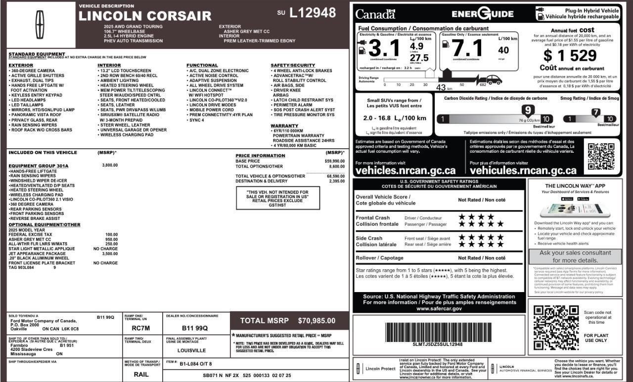 2025 Lincoln Corsair Grand Touring Lease Me!   301A   Panoroof Photo