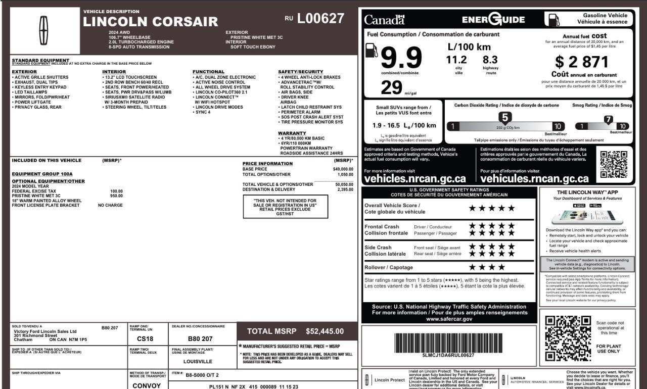 2024 Lincoln Corsair Premiere ACC + Lane Centering   BLIS   Heated Seat Photo