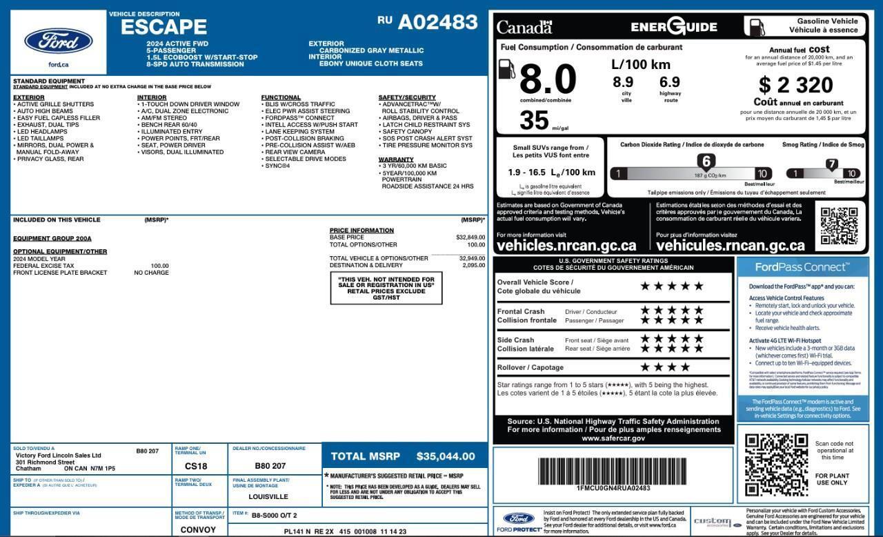 2024 Ford Escape Active BLIS   Lane Keeping Aid   Remote Start Photo