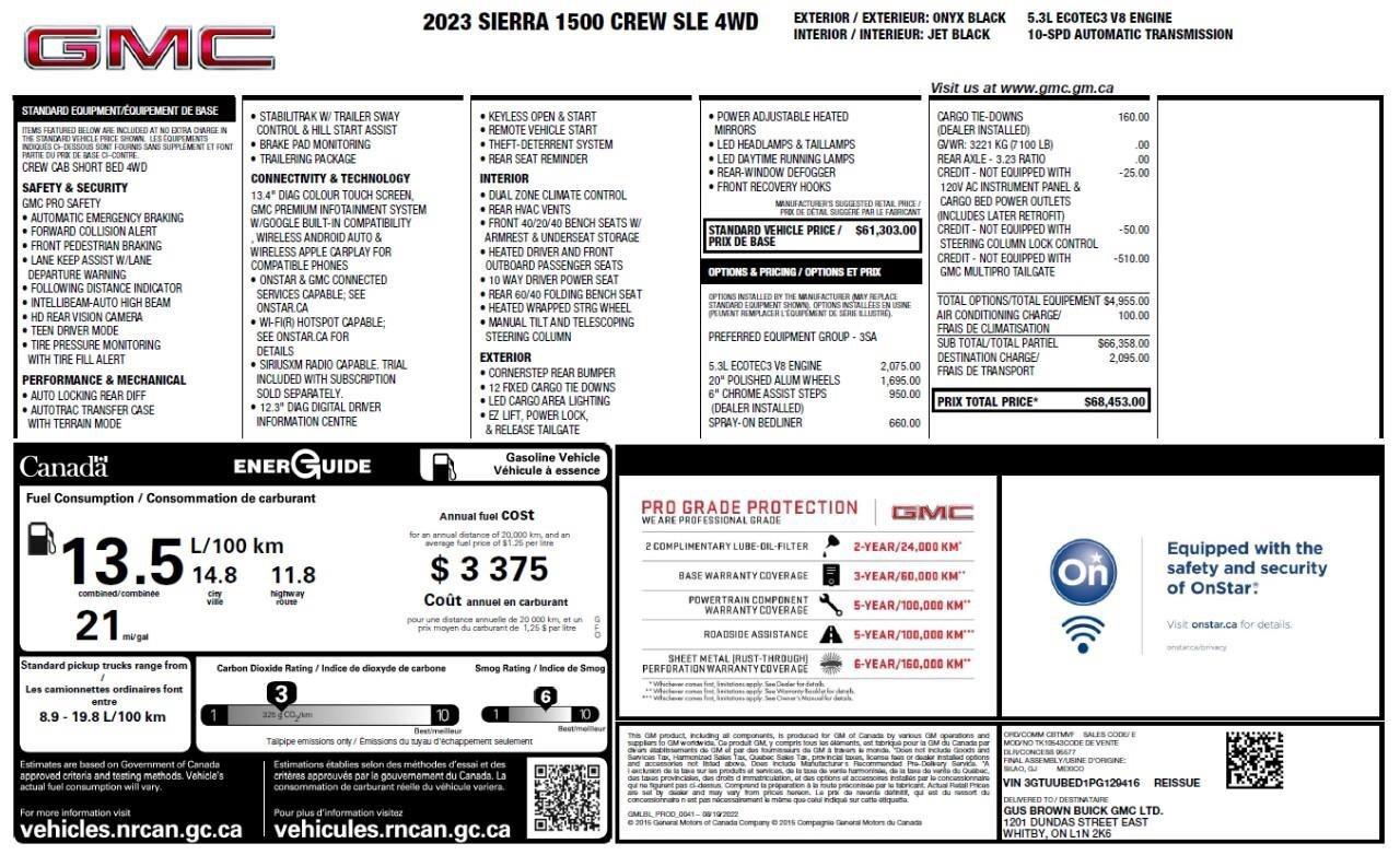 2023 GMC Sierra 1500 SLESLE, 5.3L V8, 4X4, CLOTH, ALLOYS, 1-OWNER, CERT Photo