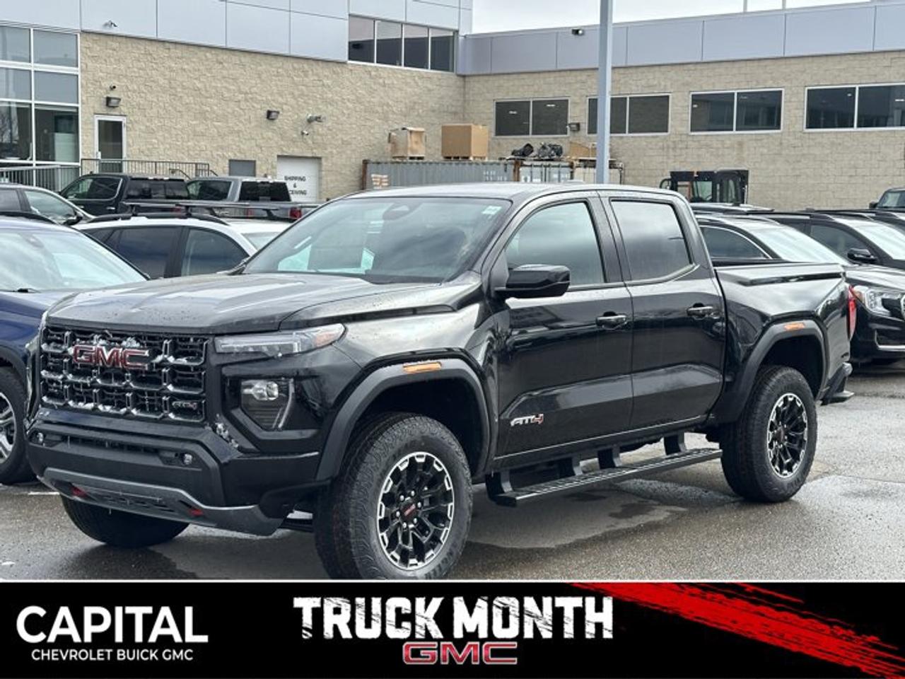 This GMC Canyon boasts a Turbocharged Gas I4 2.7L/ engine powering this Automatic transmission. TRANSMISSION, 8-SPEED AUTOMATIC, 8L80 (STD), REAR AXLE, 3.42 RATIO, ONYX BLACK.* This GMC Canyon Features the Following Options *LPO, CARGO TIE-DOWNS, (4) (dealer-installed), LPO, BLACK ASSIST STEP (dealer-installed), LPO, ALL-WEATHER FLOOR LINER, 1ST AND 2ND ROWS includes GMC logo, (dealer-installed), ENGINE, TURBOMAX (310 hp [231 kW] @ 5600 rpm, 430 lb-ft of torque [583 Nm] @ 3000 rpm) (STD), ENGINE BLOCK HEATER, BEDLINER, SPRAY-ON WITH GMC LOGO, AT4 PREFERRED EQUIPMENT GROUP includes standard equipment, 3 YEARS SIRIUSXM, Wireless Apple CarPlay/Wireless Android Auto, Windows, remote Express-Down, all windows.* Visit Us Today *For a must-own GMC Canyon come see us at Capital Chevrolet Buick GMC Inc., 13103 Lake Fraser Drive SE, Calgary, AB T2J 3H5. Just minutes away!