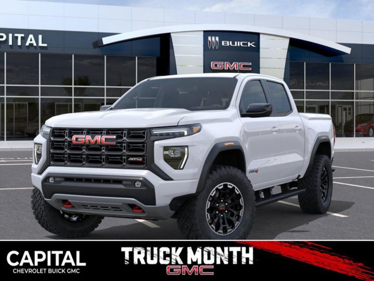 This GMC Canyon delivers a Turbocharged Gas I4 2.7L/ engine powering this Automatic transmission. TRANSMISSION, 8-SPEED AUTOMATIC, 8L80 (STD), SUMMIT WHITE, REAR AXLE, 3.42 RATIO.* This GMC Canyon Features the Following Options *LPO, CARGO TIE-DOWNS, (4) (dealer-installed), LPO, BLACK ASSIST STEP (dealer-installed), LPO, ALL-WEATHER FLOOR LINER, 1ST AND 2ND ROWS includes GMC logo, (dealer-installed), ENGINE, TURBOMAX (310 hp [231 kW] @ 5600 rpm, 430 lb-ft of torque [583 Nm] @ 3000 rpm) (STD), ENGINE BLOCK HEATER, BEDLINER, SPRAY-ON WITH GMC LOGO, AT4 PREFERRED EQUIPMENT GROUP includes standard equipment, 3 YEARS SIRIUSXM, Wireless Apple CarPlay/Wireless Android Auto, Windows, remote Express-Down, all windows.* Visit Us Today *Test drive this must-see, must-drive, must-own beauty today at Capital Chevrolet Buick GMC Inc., 13103 Lake Fraser Drive SE, Calgary, AB T2J 3H5.