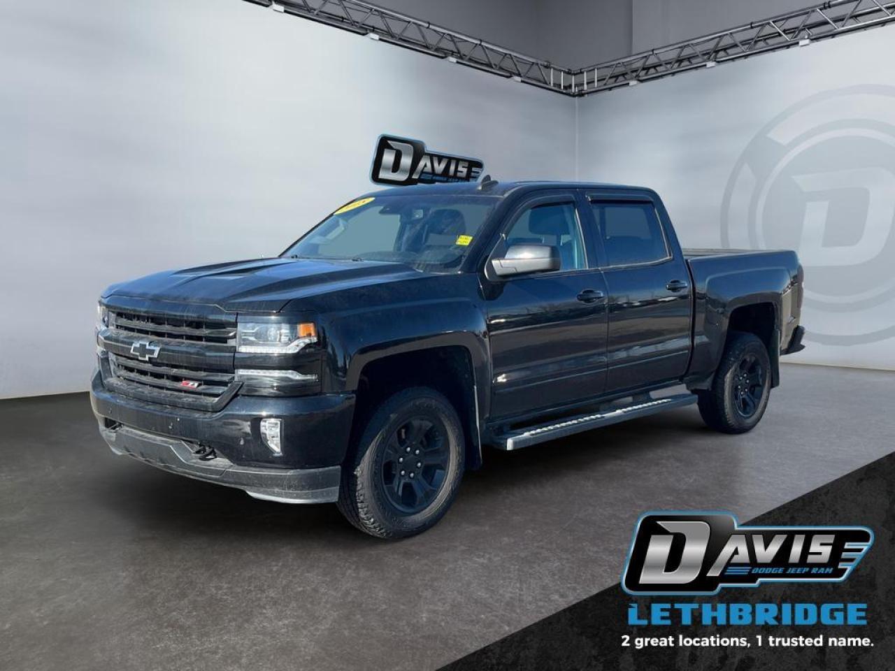 <b>Leather Seats, Heated Seats, Remote Start, Aluminum Wheels, Leather Steering Wheel!</b><br /> <br /> Proven strong over a million times over, this iconic Chevy Silverado 1500 is your best choice for work or play. This 2018 Chevrolet Silverado 1500 is fresh on our lot in Lethbridge. <br /> <br />This Chevy Silverado has the strength, capability and advanced technology to stand the test of time. With brawn, brains, and reliability brought together in one powerful pickup you can trust. It was built by truck people, for truck people, and comes from the family of the most dependable, longest-lasting full-size pickups on the road. For the past 100 years, Chevrolet has been building trucks that are ready to work today, tomorrow and into the future. This Crew Cab 4X4 pickup has 166,059 km. Stock number 41198 is Black in colour. It has an Automatic transmission and is powered by a 6.2L 8 Cylinder Engine. <br /> <br /> Our Silverado 1500's trim level is LTZ. Upgrading to this Silverado LTZ is a great choice as it comes with premium features like unique aluminum wheels, leather seats, a larger 8 inch touchscreen with Chevrolet MyLink, bluetooth streaming audio and voice-activated technology. Comfort and convenience is enhanced with a rear vision camera, remote vehicle start, a 60/40 split folding bench rear seat, an EZ lift and lower tailgate, a spray in bed liner, steering wheel mounted audio controls, 4G LTE hotspot capability, teen driver technology, SiriusXM radio, signature LED lighting plus it also comes with power heated front seats and power folding exterior mirrors. This vehicle has been upgraded with the following features: Leather Seats, Heated Seats, Remote Start, Aluminum Wheels, Leather Steering Wheel, Touch Screen, EZ-Lift Tailgate.<br /> <br />To apply right now for financing use this link: <a href=https://lethbridge.davisdodge.ca/free-credit-check/ target=_blank rel=nofollow noopener noreferrer>https://lethbridge.davisdodge.ca/free-credit-check/</a><br /><br /> <br /><br />Locally Owned & Trusted for Over 35 Years  Davis Dodge in Lethbridge, AB <br /><br /> At Davis Dodge, weve proudly served the Lethbridge community for more than 35 years, offering an unparalleled car buying experience. Dont just take our word for itour Google reviews speak volumes about our commitment to exceptional service. <br /><br /> Delivery & At-Home Test Drives: Convenient options to suit your lifestyle. <br /><br /> Flexible Financing for Everyone: Get the vehicle you need with financing solutions tailored to your situation. <br /><br /> Full Mechanical Inspections & Professional Cleaning: Every vehicle is thoroughly inspected and cleaned before it hits our lot.<br /><br /> We take all makes and models on trade and offer competitive pricing with inventory that changes daily. Whether you're shopping for a Chrysler, Dodge, Jeep, RAM, or FIAT, our AMVIC Licensed dealership makes it easy to browse, buy, and drive away.<br /><br /> Located in Lethbridge, AB, we proudly serve customers in Fort Macleod, Taber, Claresholm, and Coaldale. Shop online or visit us today to experience the best in sales, service, and selection. Standard bank rates apply; taxes are additional.<br /><br /> Vehicle pricing offer shown expires 2026-02-28. <br /> Come by and check out our fleet of 60+ used cars and trucks and 120+ new cars and trucks for sale in Lethbridge. o~o