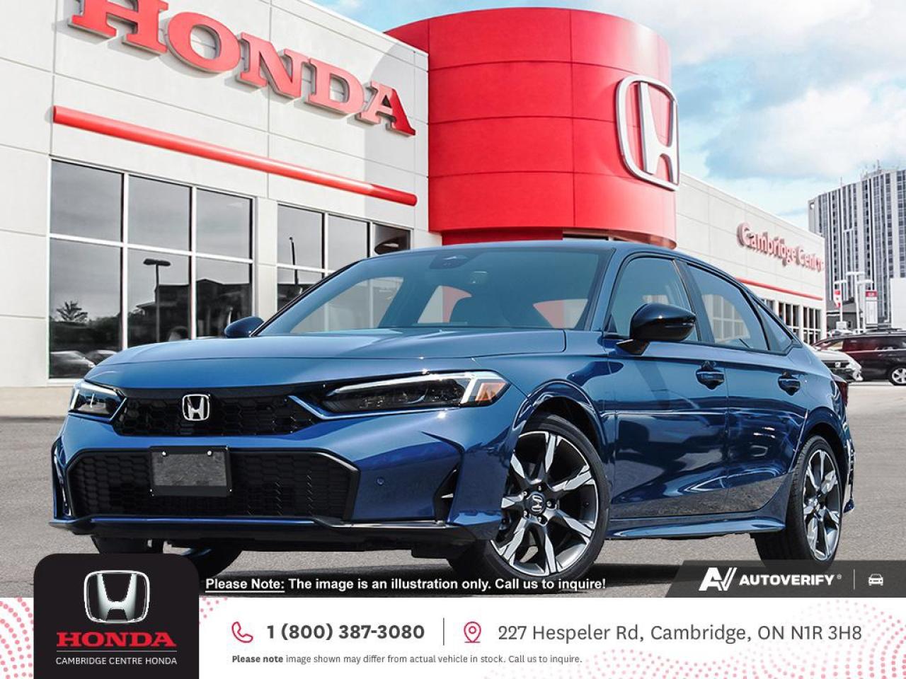 <p><strong>Where Premium Innovation Meets Electrified Performance</strong></p>

<p>The 2026 Civic Hybrid Sport Touring is the pinnacle of performance, technology, and comfort in Honda&rsquo;s electrified lineup.</p>

<p><strong>Electrified Power, Refined Efficiency</strong></p>

<p>Beneath the sleek exterior lies a 2.0-litre, 16-valve, Direct Injection DOHC 4-cylinder engine, paired with two high-output electric motors. Together, they produce an impressive 200 horsepower and 232 lb.-ft. of torque, giving you the smooth acceleration and fuel savings that define the next generation of hybrid performance.</p>

<p><strong>Navigate With Confidence </strong></p>

<p>Stay in control with the 9" colour touchscreen Display Audio System, featuring the Honda Satellite-Linked Navigation System&trade; with bilingual voice recognition. Whether you're headed downtown or across the province, you&rsquo;ll always know the best way there.</p>

<p><strong>Next-Level Connectivity</strong></p>

<p>The Civic Hybrid Sport Touring keeps you connected no matter where the road takes you:</p>

<p>- Wireless Apple CarPlay&trade; and Android Auto&trade; for effortless smartphone integration</p>

<p>- Amazon Alexa Built-In and Google Built-In to enhance your digital lifestyle</p>

<p>- HandsFreeLink&trade; bilingual Bluetooth&reg;, SMS/email support, Bluetooth&reg; Streaming Audio, Wi-Fi tethering, and dual USB-C ports</p>

<p>Everything you need, always within reach.</p>

<p><strong>BOSE&reg; Premium Audio Experience</strong></p>

<p>Turn every drive into a private concert with the BOSE&reg; premium sound system, featuring 12 strategically placed speakers, including a subwoofer. Enjoy crystal-clear sound and immersive audio with every track.</p>

<p><strong>Luxury You Can Feel </strong></p>

<p>Drive in total comfort with heated leather-trimmed seating, both front and rear. The 8-way power-adjustable driver&rsquo;s seat and 4-way power-adjustable passenger&rsquo;s seat ensure you find your perfect position for every trip.</p>

<p><strong>Advanced Honda Sensing&reg; Safety Technologies</strong></p>

<p>Feel confident and protected with Honda&rsquo;s full suite of advanced safety features:</p>

<p>- Adaptive Cruise Control with Low-Speed Follow</p>

<p>- Forward Collision Warning</p>

<p>- Collision Mitigation Braking System&trade;</p>

<p>- Lane Departure Warning</p>

<p>- Lane Keeping Assist System</p>

<p>- Road Departure Mitigation</p>

<p>- Blind Spot Information (BSI) System</p>

<p><strong>Bold Design That Stands Out</strong></p>

<p>With 18" aluminum-alloy wheels, auto-on/off LED headlights, and mirror-integrated LED turn signals, the Civic Hybrid Sport Touring doesn&rsquo;t just perform, it makes a statement. Its refined silhouette and elevated styling match its cutting-edge technology.</p>

<p><strong>Smart Features for Modern Life </strong></p>

<p>Enjoy everyday convenience with:</p>

<p>- Remote engine starter</p>

<p>- Proximity key entry</p>

<p>- Pushbutton start</p>

<p><em><strong><span style=color:#ff0000>Premium paint charge of $300 is not included on all colours/models.</span> </strong></em></p>

<p>Experience the Difference at Cambridge Centre Honda! Why Test Drive Here? You choose: drive with a sales person or on your own, extended overnight and at home test drives available. Why Purchase Here? VIP Coupon Booklet: up to $1000 in service & other savings, FREE Ontario-Wide Delivery. Cambridge Centre Honda proudly serves customers from Cambridge, Kitchener, Waterloo, Brantford, Hamilton, Waterford, Brant, Woodstock, Paris, Branchton, Preston, Hespeler, Galt, Puslinch, Morriston, Roseville, Plattsville, New Hamburg, Baden, Tavistock, Stratford, Wellesley, St. Clements, St. Jacobs, Elmira, Breslau, Guelph, Fergus, Elora, Rockwood, Halton Hills, Georgetown, Milton and all across Ontario!</p>