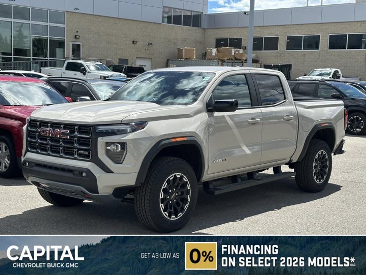 This GMC Canyon boasts a Turbocharged Gas I4 2.7L/ engine powering this Automatic transmission. TRANSMISSION, 8-SPEED AUTOMATIC, 8L80 (STD), REAR AXLE, 3.42 RATIO, LPO, CARGO TIE-DOWNS, (4) (dealer-installed).* This GMC Canyon Features the Following Options *LPO, BLACK ASSIST STEP (dealer-installed), LPO, ALL-WEATHER FLOOR LINER, 1ST AND 2ND ROWS includes GMC logo, (dealer-installed), ENGINE, TURBOMAX (310 hp [231 kW] @ 5600 rpm, 430 lb-ft of torque [583 Nm] @ 3000 rpm) (STD), ENGINE BLOCK HEATER, COASTAL DUNE, BEDLINER, SPRAY-ON WITH GMC LOGO, AT4 PREFERRED EQUIPMENT GROUP includes standard equipment, 3 YEARS SIRIUSXM, Wireless Apple CarPlay/Wireless Android Auto, Windows, remote Express-Down, all windows.* Stop By Today *Treat yourself- stop by Capital Chevrolet Buick GMC Inc. located at 13103 Lake Fraser Drive SE, Calgary, AB T2J 3H5 to make this car yours today!