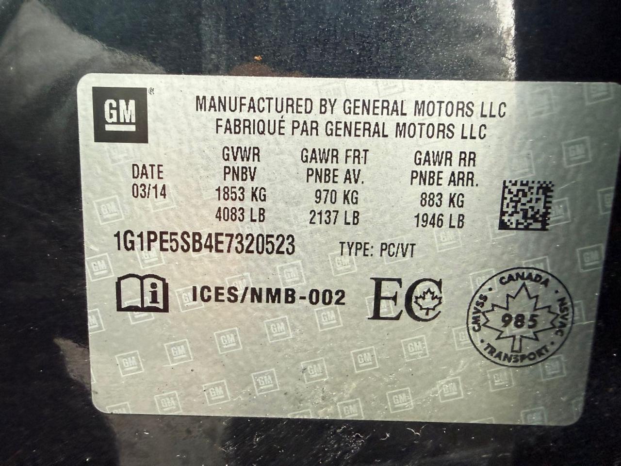 2014 Chevrolet Cruze 2LT Auto 4dr Sedan Automatic Photo