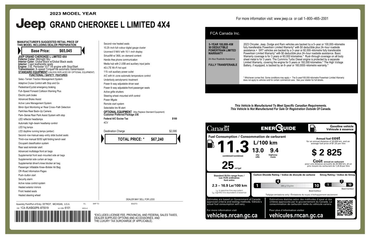 2023 Jeep Grand Cherokee L Limited 4dr 4x4 Photo