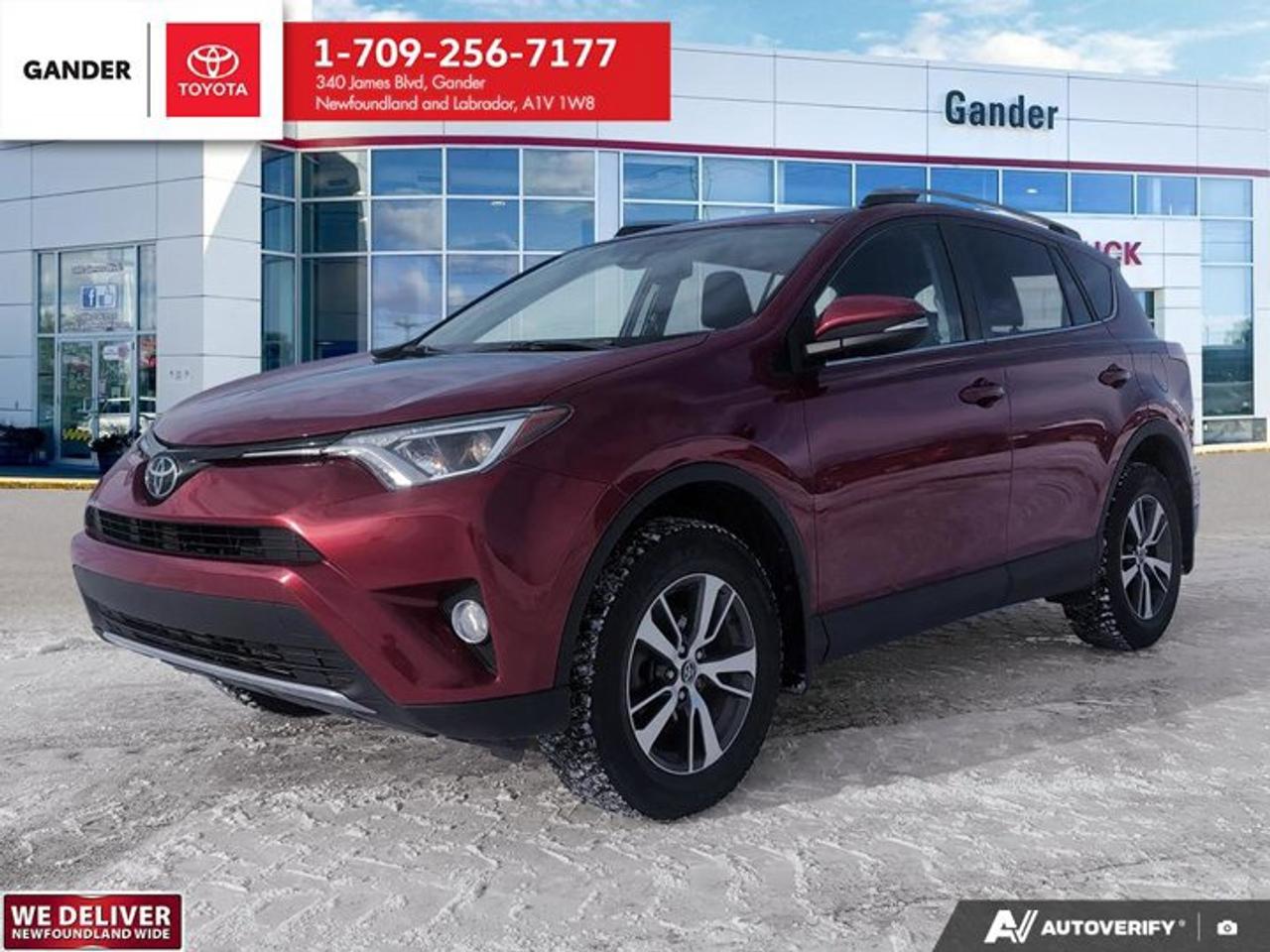2018 Toyota RAV4 XLE 6-Speed Automatic AWD 2.5L 4-Cylinder SMPIRuby Flare PearlALL CREDIT APPLICATIONS ACCEPTED! ESTABLISH OR REBUILD YOUR CREDIT HERE. APPLY AT https://steeleadvantagefinancing.com/?dealer=7148 We know that you have high expectations in your car search in NL. So, if youre in the market for a pre-owned vehicle that undergoes our exclusive inspection protocol, stop by Gander Toyota. Were confident we have the right vehicle for you. Here at Gander Toyota, we enjoy the challenge of meeting and exceeding customer expectations in all things automotive.**Market Value Pricing**, AWD, Black Cloth.Certification Program Details: 85 Point inspection Fluid Top Ups Brake Inspection Tire Inspection Oil Change Recall Check Copy Of Carfax ReportSteele Auto Group is the most diversified group of automobile dealerships in Atlantic Canada, with 34 dealerships selling 27 brands and an employee base of over 1000. Sales are up by double digits over last year and the plan going forward is to expand further into Atlantic Canada. PLEASE CONFIRM WITH US THAT ALL OPTIONS, FEATURES AND KILOMETERS ARE CORRECT.