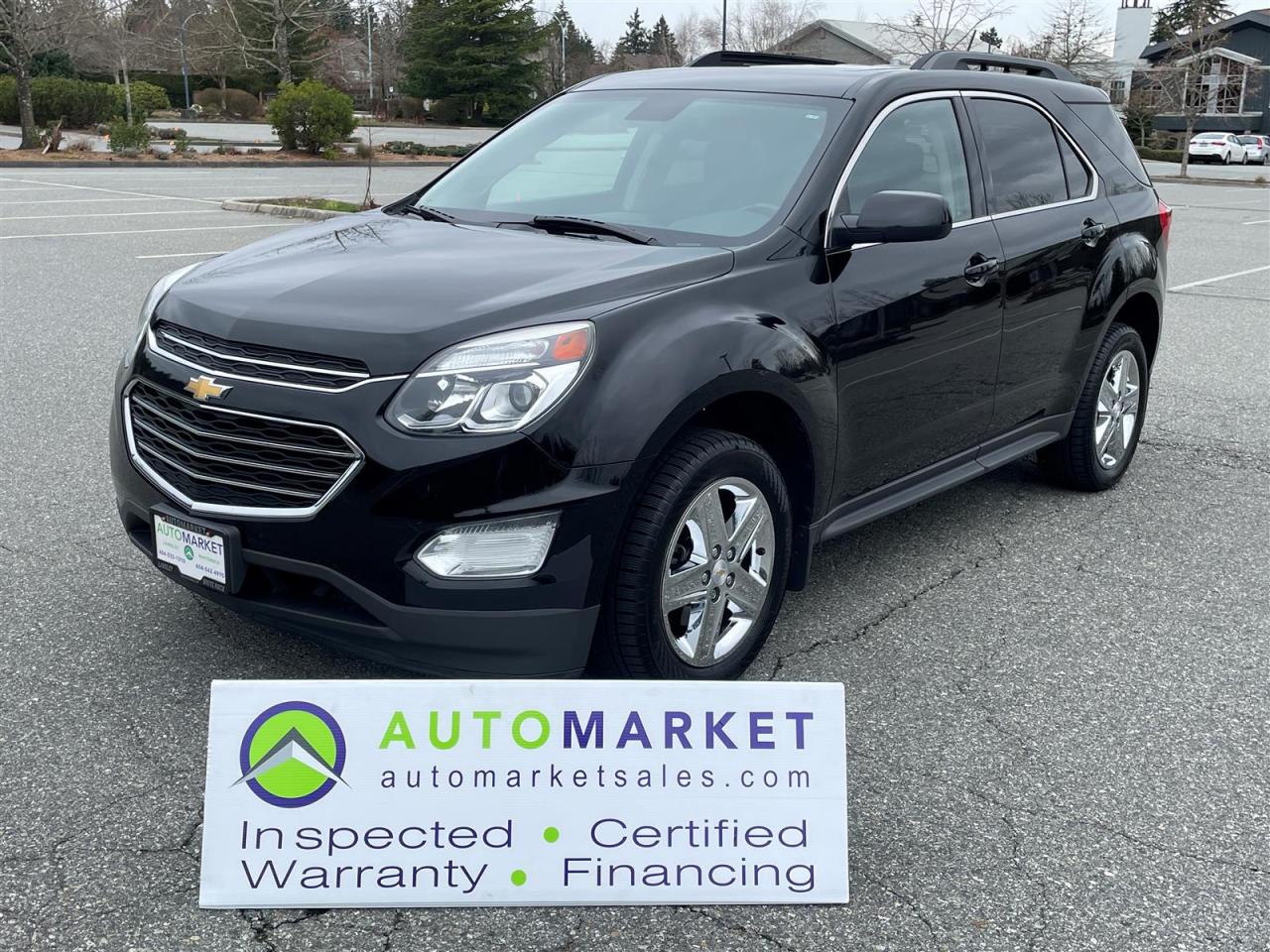 EXTREMELY CLEAN AND BEAUTIFUL. LOCAL, NO ACCIDENTS, SUNROOF, ALLOYS AND ALL POWER FEATURES. GREAT FINANCING, FULLY INSPECTED AND FREE WARRANTY!<br /><br />Welcome to the Automarket, your community financing dealership of "YES. We are featuring an extremely clean and beautiful Equuinox LT with Power Sunroof, Navigation, Bluetooth telephone and all of the power features.<br /><br />This is a Local SUV with No Accident Claims.<br /><br />Having been fully inspected, we know that the Tires are 90% new in the front and the rear, the Brakes are 80% New in front and 40% New in the rear. We have also changed the transmission fluid, the engine oil, tested the battery and the coolant as well as fully detiled the vehicle for your enjoyment and peace of mind.<br /><br /><br /> This vehicle has been Fully Inspected, Certified and Qualifies for Our Free Extended Warranty.Don't forget to ask about our Great Finance and Lease Rates. We also have a Options for Buy Here Pay Here and Lease to Own for Good Customers in Bad Situations. 2 locations to help you, White Rock and Langley. Be sure to call before you come to confirm the vehicles location and availability or look us up at www.automarketsales.com. White Rock 604-542-4970 and Langley 604-533-1310. Serving Surrey, Delta, Langley, Richmond, Vancouver, all of BC and western Canada. Financing & leasing available. CALL SK AUTOMARKET LTD. 6045424970. Call us toll-free at 1 877 813-6807. $999 Documentation fee (negotiable) and applicable taxes are in addition to advertised prices. LANGLEY LOCATION DEALER# 40038 S. SURREY LOCATION DEALER #9987<br />