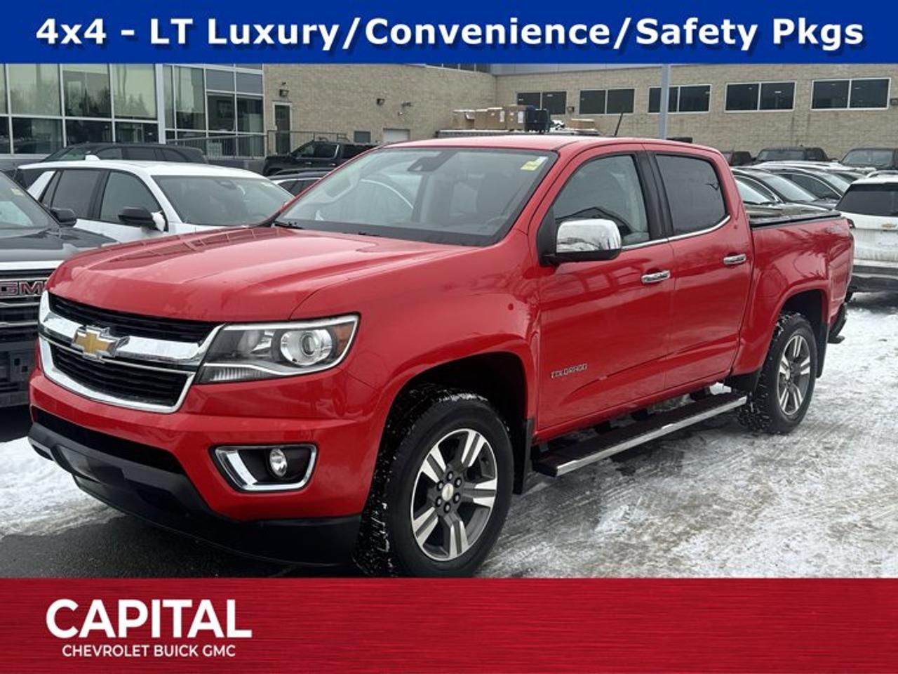 CARFAX Canada One OwnerAsk for the Internet Department for more information or book your test drive today! Call 403-256-4960 for fast answers at your fingertips! Disclaimer: All prices are plus taxes. See dealer for details. AMVIC Licensed Dealer # B2020028.2017 Colorado 8-Speed Automatic 4WD Colorado LT, 4WD, 4-Way Power Front Passenger Seat Adjuster, Exterior Parking Camera Rear, EZ-Lift & Lower Tailgate, Front Fog Lamps, Heated Driver & Front Passenger Seats, LT Convenience Package, Manual Rear-Sliding Window, Power Driver Lumbar Control Seat Adjuster, Power Passenger Lumbar Control Seat Adjuster, Preferred Equipment Group 4LT, Rear-Window Electric Defogger, Remote Vehicle Starter System, Wheels: 18 x 8.5 Dark Argent Metallic Aluminum.