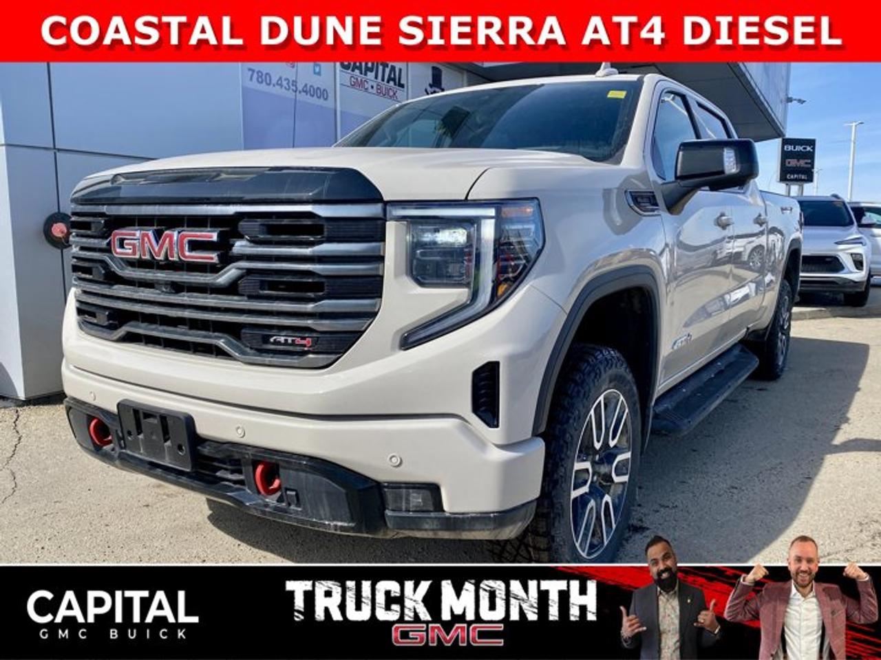 Dont miss out on this limited production Sierra 1500 AT4 Diesel! Fully Equipped with the Premium Plus Package, Technology Package, Heated and Cooled Bucket Seats, Heated Rear Seats, Heated Steering, 360 CAM, 15 Heads-up Display, Rear Streaming Camera Mirror, Power Sunroof, Wireless Charger, Dual Exhaust, 2 Inch Factory Lift and so much more... This rare truck can be yours so CALL NOWAsk for the Internet Department for more information or book your test drive today! Text 825-445-0521 for fast answers at your fingertips!AMVIC Licensed Dealer - Licence Number B1044900Disclaimer: All prices are plus taxes and include all cash credits and loyalties. See dealer for details. AMVIC Licensed Dealer # B1044900