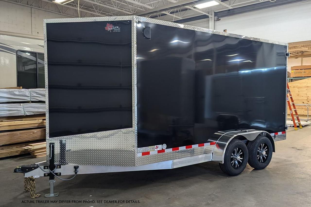 <p>2025&nbsp;Canadian Trailer Company 7x14&nbsp;Aluminum Tandem Axle Cargo Trailer</p><p>&nbsp;</p><p><strong>Trailer Features:&nbsp;</strong></p><ul><li>Height: 7</li><li>5200 lb Straight Axles</li><li>Heavy Duty A-frame</li><li>Rear Ramp Door</li><li>Black Aluminum Rims</li><li>Aluminum Bar Lock with Stainless Steel Hasps (on rear doors and man door)</li><li>8000 lb Side-mount Jack</li><li>GPS Tracker with 1-year subscription</li><li>Weight: 980 kg</li></ul><p>&nbsp;</p><p><strong>What makes a Canadian Trailer Company cargo trailer better than the competition?</strong></p><ul><li>HD 3/16 A-frame&nbsp;<strong>STANDARD&nbsp;</strong>&ndash;&nbsp;<strong>50% THICKER</strong>&nbsp;plus centre pole&nbsp;<strong>STANDARD&nbsp;</strong>(Competition: 1/8&rdquo; A-frame)</li><li>Side runners extend to back wheel wells&nbsp;<strong>STANDARD&nbsp;</strong>(Competition: N/A)</li><li>HD &frac12;&rdquo; A-frame plate with Heavy Duty Clevis & Grade 7 chains/hooks&nbsp;<strong>STANDARD&nbsp;</strong>(Competition: No A-frame plate, industry standard chain/hooks, no clevis)</li><li>Roof, walls & floor - studs 16&rdquo; on centre , 1/8&rdquo; tube&nbsp;<strong>STANDARD &ndash; built for Canadian snow load</strong>&nbsp;(Competition: studs 16&rdquo;-24&rdquo; roof, walls, floor)</li><li>Ramp Door included&nbsp;<strong>STANDARD&nbsp;</strong>(Competition: Upgrade cost $$$)</li><li>Stainless Steel screws, nuts, bolts, washers&nbsp;<strong>STANDARD&nbsp;</strong>&ndash; where applicable (Competition: Steel)</li><li>Interior &ndash; &frac12;&rdquo; plywood walls, &frac34;&rdquo; plywood floor, finished one side&nbsp;<strong>STANDARD&nbsp;</strong>(Competition: 3/8&rdquo; Drymax/Chipboard walls & &frac34;&rdquo; Drymax/Chipboard floor)</li><li>All interior trimmed out &ndash; floor, ceiling, corners&nbsp;<strong>STANDARD&nbsp;</strong>(Competition: no trim on most)</li><li>45-degree angle nose - excellent fuel economy&nbsp;<strong>STANDARD&nbsp;</strong>(Competition: Short/flat nose)</li><li>Screwless smooth exterior cladding&nbsp;<strong>STANDARD&nbsp;</strong>(Competition: Cladding full of screws/rivets that pop/rust)</li><li>3 Year limited warranty&nbsp;<strong>STANDARD&nbsp;</strong>(Competition: most 1 year)</li><li>Buy direct from the manufacturer &ndash; no added expense pushed to the customer (Competition: Dealer/Distributor/Broker)</li></ul><p>&nbsp;</p><p><em>Taxes & fees additional. This trailer is currently located at the Canadian Trailer Company factory, Goderich.</em></p>