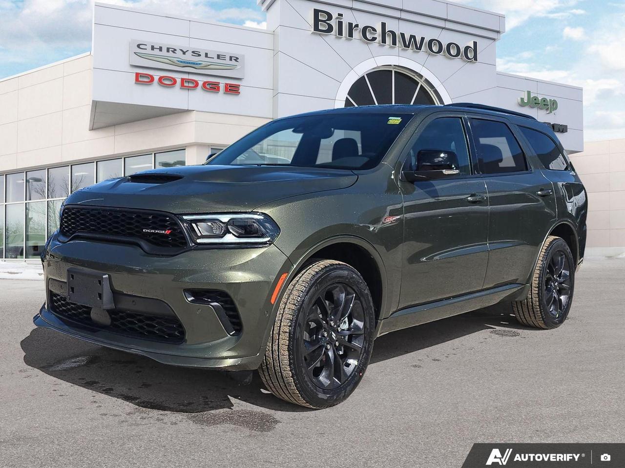 LED low/highbeam headlamps
ParkView Rear BackUp Camera
ParkSense Rear Park Assist System with stop
BlindSpot and CrossPath Detection
Pushbutton start
Rear seat reminder alert
Rainsensing windshield wipers
Heavyduty 4wheel antilock disc brakes
Advanced multistage front air bags
Remote start system
Heated steering wheel
Front heated seats
Power liftgate
Supplemental front seatmounted side air bags
Supplemental side air bags
Supplemental drivers knee blocker air bag
Unleash the power of the future with the 2026 Dodge Durango GT Plus! This cutting-edge SUV combines sleek design with advanced technology, offering a driving experience thats ahead of its time.

Key Features:
- Stunning Green Machine exterior with black interior
- Powerful 3.6L Pentastar VVT V6 engine with ESS
- All-Wheel Drive for superior handling in any condition
- Uconnect 5 Nav system with 10.1 display
- Power sunroof for open-air adventures
- Heated front seats and steering wheel for ultimate comfort
- 4G LTE Wi-Fi hotspot to stay connected on the go
- Advanced safety features including ParkView Back-Up Camera

Experience the future of driving today! Reserve your 2026 Dodge Durango GT Plus or schedule a test drive at Birchwood Chrysler Dodge Jeep Ram. Our team is ready to answer any questions and help you start your journey with this exceptional vehicle. Dont miss out on the opportunity to own a piece of automotive innovation!
Birchwood Chrysler Dodge is your choice for New Chrysler, Dodge, Jeep, RAM vehicles in Winnipeg. 
 
With us, Experience is Everything. Complete as much or as little of your purchase online as you like. All pricing you see is what you pay. No hidden fees. All new vehicle special offers and discounts are already calculated in the pricing. On our website you can choose payment options and terms knowing these are transparent and accurate.

Start your purchase online to build your exact pricing to your specifics like how much money down, vehicle trade and any accessories or added optional protection that suits your needs.

Any questions let us know by calling (204) 774-4444, wed love to send you a video to clarify any questions about a vehicle!

Visit us in store at 90-3965 Portage Ave in the Birchwood Autopark.

Dealer permit #5686
Dealer permit #5686