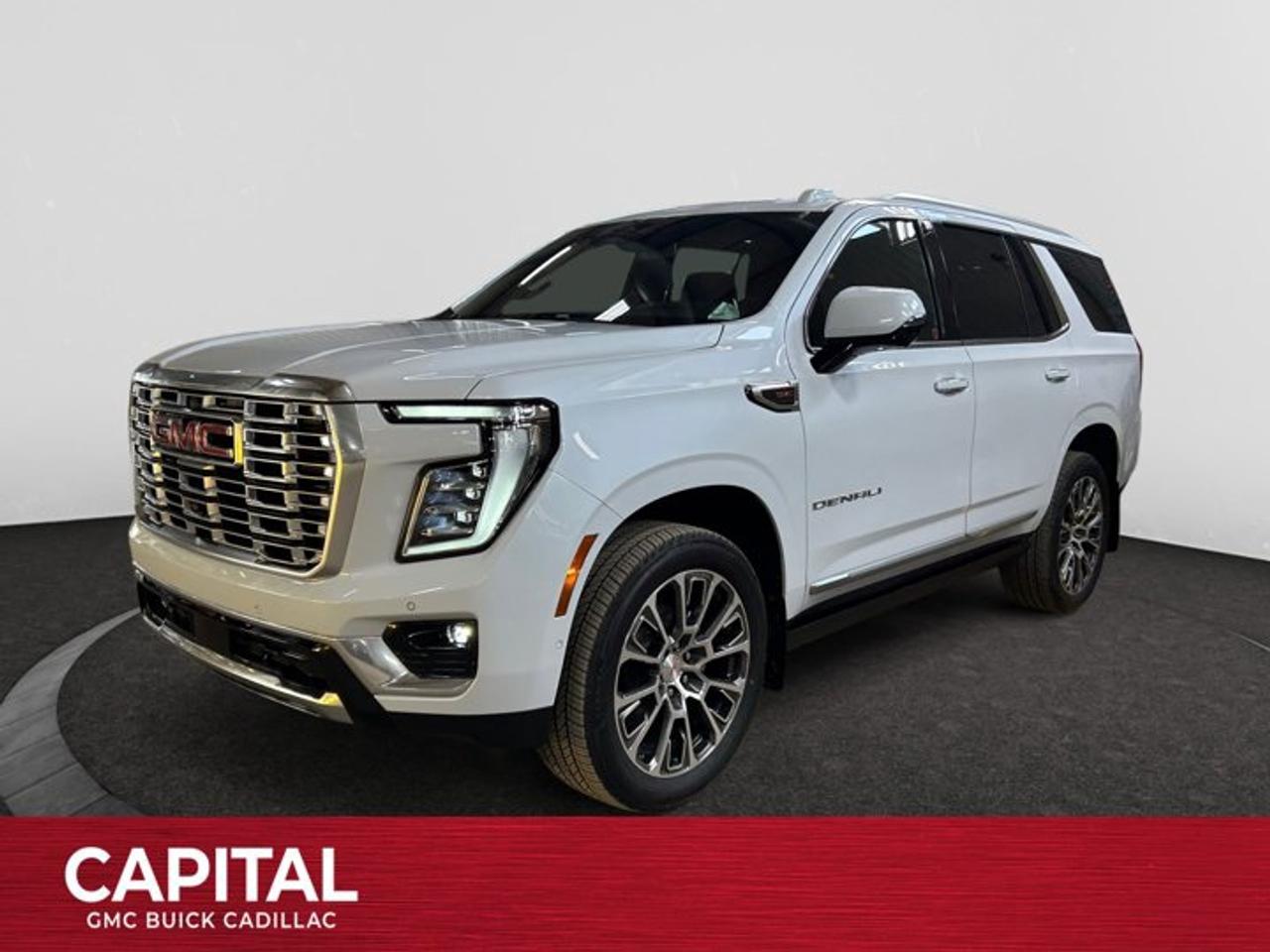 This 2026 GMC Yukon in Glacier White Tricoat is equipped with 4WD and Gas V8 6.2L/ engine.The GMC Yukon is designed with power and purpose. Bold exterior styling cues and refined details give it an unmistakable presence on the road. From its three-dimensional grille, advanced lighting and stylish wheels to its active grille shutters, rainsense front wipers and hidden rear wiper, youll find innovative features both inside and out. With seating for up to nine, premium materials and inspiring capability, this SUV offers a perfect blend of craftsmanship, comfort and functionality. The interior features optional heated and ventilated seats, heated steering wheel, a quiet cabin, keyless open and start and climate controls. Not to mention the innovative seating and storage, from third-row power fold flat seats and second-row power-release fold and tumble seats to a large center console, articulating screen with hidden storage and 1113 L /39.3 cu. ft. (XL model; Yukon 433 L /15.3 cu. ft.) of cargo space behind the third row. The Yukon comes with 5.3L V-8 EcoTec3 Engine, can tow up to 3856 KG (8500 LB.) And to deliver a refined, solid and smooth drive, youll find hydraulic mounts, improved handling and automatic locking rear differential. Technology and infotainment innovations let you stay conveniently connected and in control, with features like multiple USB ports and an 8-inch infotainment system with available navigation. Not to mention a customizable driver information center, rear vision camera, rear seat reminder and access to the myGMC app. This SUV is equipped with an array of available advanced safety features to help prepare you for the unexpected, including available forward collision alert, low speed forward automatic braking, front and rear park assist, and much more.Key features of the Yukon Denali include: 6.2L EcoTec3 V8 engine with 420 hp and 460lb.-ft of torque, 10-speed automatic transmission, Premium Denali styling, Magnetic Ride Control, Available power-retractable assist steps with perimeter lighting, HID Headlamps with LED signature daytime running lamps, Heated and ventilated 12-way power-adjustable driver and front-passenger bucket seats, Heated second-row bucket seats, Leather-wrapped heated steering wheel, 8 customizable driver display and multi-color Head-Up Display, Bose CenterPoint Premium Audio System, Bose Active Noise Cancellation, and Available 22 wheels.Check out this vehicles pictures, features, options and specs, and let us know if you have any questions. Helping find the perfect vehicle FOR YOU is our only priority.P.S...Sometimes texting is easier. Text (or call) 306-801-9090 for fast answers at your fingertips!Dealer License #914248Disclaimer: All prices are plus taxes & fees. See dealer for Details. Dealer Permit # 914248 See dealer for Details.