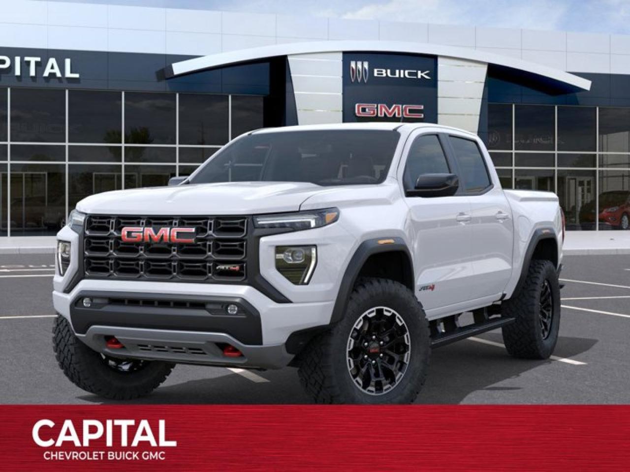 This GMC Canyon boasts a Turbocharged Gas I4 2.7L/ engine powering this Automatic transmission. TRANSMISSION, 8-SPEED AUTOMATIC, 8L80 (STD), SUMMIT WHITE, REAR AXLE, 3.42 RATIO.*This GMC Canyon Comes Equipped with These Options *LPO, CARGO TIE-DOWNS, (4) (dealer-installed), LPO, BLACK ASSIST STEP (dealer-installed), LPO, ALL-WEATHER FLOOR LINER, 1ST AND 2ND ROWS includes GMC logo, (dealer-installed), ENGINE, TURBOMAX (310 hp [231 kW] @ 5600 rpm, 430 lb-ft of torque [583 Nm] @ 3000 rpm) (STD), ENGINE BLOCK HEATER, BEDLINER, SPRAY-ON WITH GMC LOGO, AT4 PREFERRED EQUIPMENT GROUP includes standard equipment, 3 YEARS SIRIUSXM, Wireless Apple CarPlay/Wireless Android Auto, Windows, remote Express-Down, all windows.* Visit Us Today *Test drive this must-see, must-drive, must-own beauty today at Capital Chevrolet Buick GMC Inc., 13103 Lake Fraser Drive SE, Calgary, AB T2J 3H5.