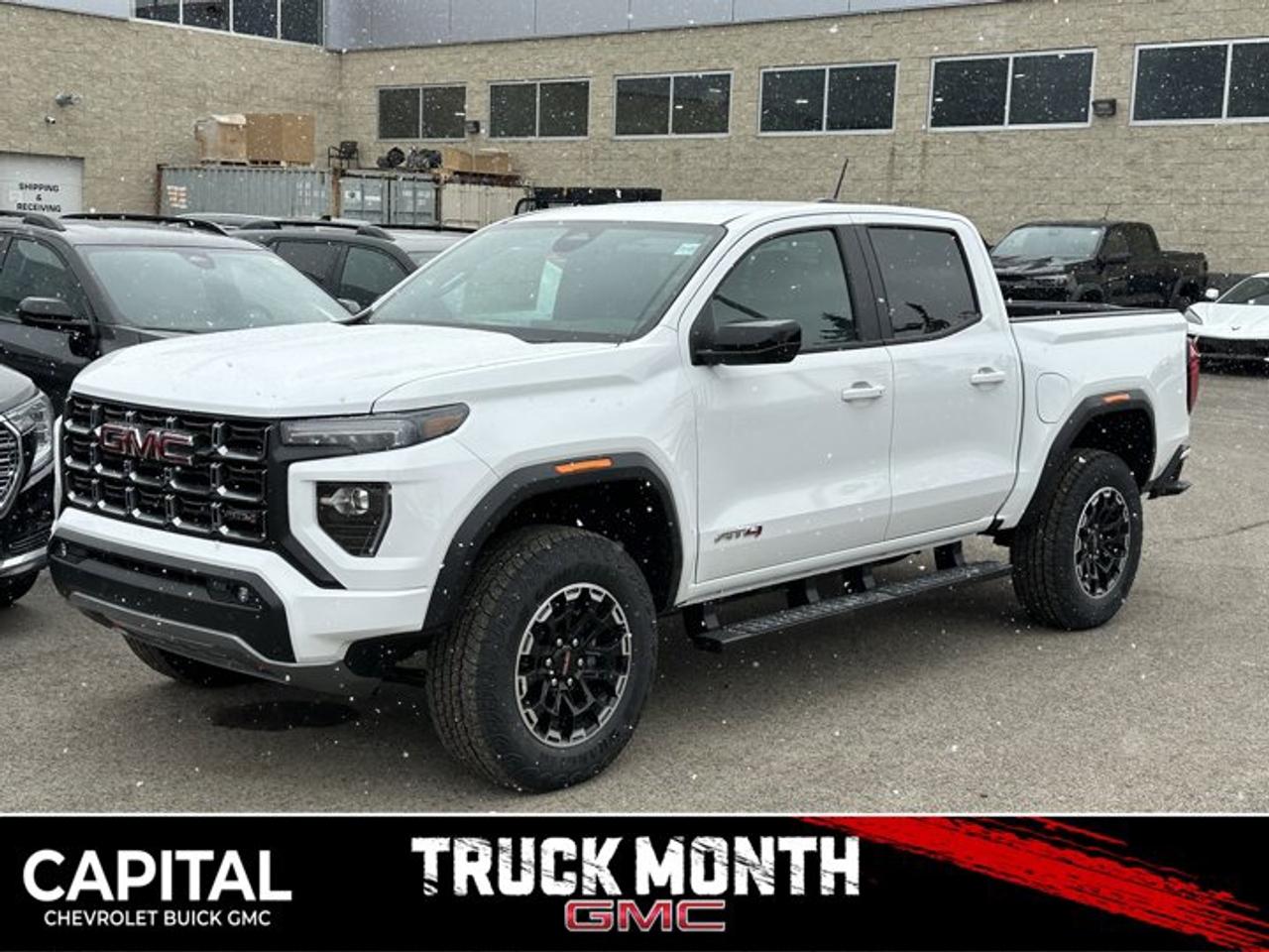This GMC Canyon boasts a Turbocharged Gas I4 2.7L/ engine powering this Automatic transmission. TRANSMISSION, 8-SPEED AUTOMATIC, 8L80 (STD), SUMMIT WHITE, REAR AXLE, 3.42 RATIO.*This GMC Canyon Comes Equipped with These Options *LPO, CARGO TIE-DOWNS, (4) (dealer-installed), LPO, BLACK ASSIST STEP (dealer-installed), LPO, ALL-WEATHER FLOOR LINER, 1ST AND 2ND ROWS includes GMC logo, (dealer-installed), ENGINE, TURBOMAX (310 hp [231 kW] @ 5600 rpm, 430 lb-ft of torque [583 Nm] @ 3000 rpm) (STD), ENGINE BLOCK HEATER, BEDLINER, SPRAY-ON WITH GMC LOGO, AT4 PREFERRED EQUIPMENT GROUP includes standard equipment, 3 YEARS SIRIUSXM, Wireless Apple CarPlay/Wireless Android Auto, Windows, remote Express-Down, all windows.* Visit Us Today *Test drive this must-see, must-drive, must-own beauty today at Capital Chevrolet Buick GMC Inc., 13103 Lake Fraser Drive SE, Calgary, AB T2J 3H5.