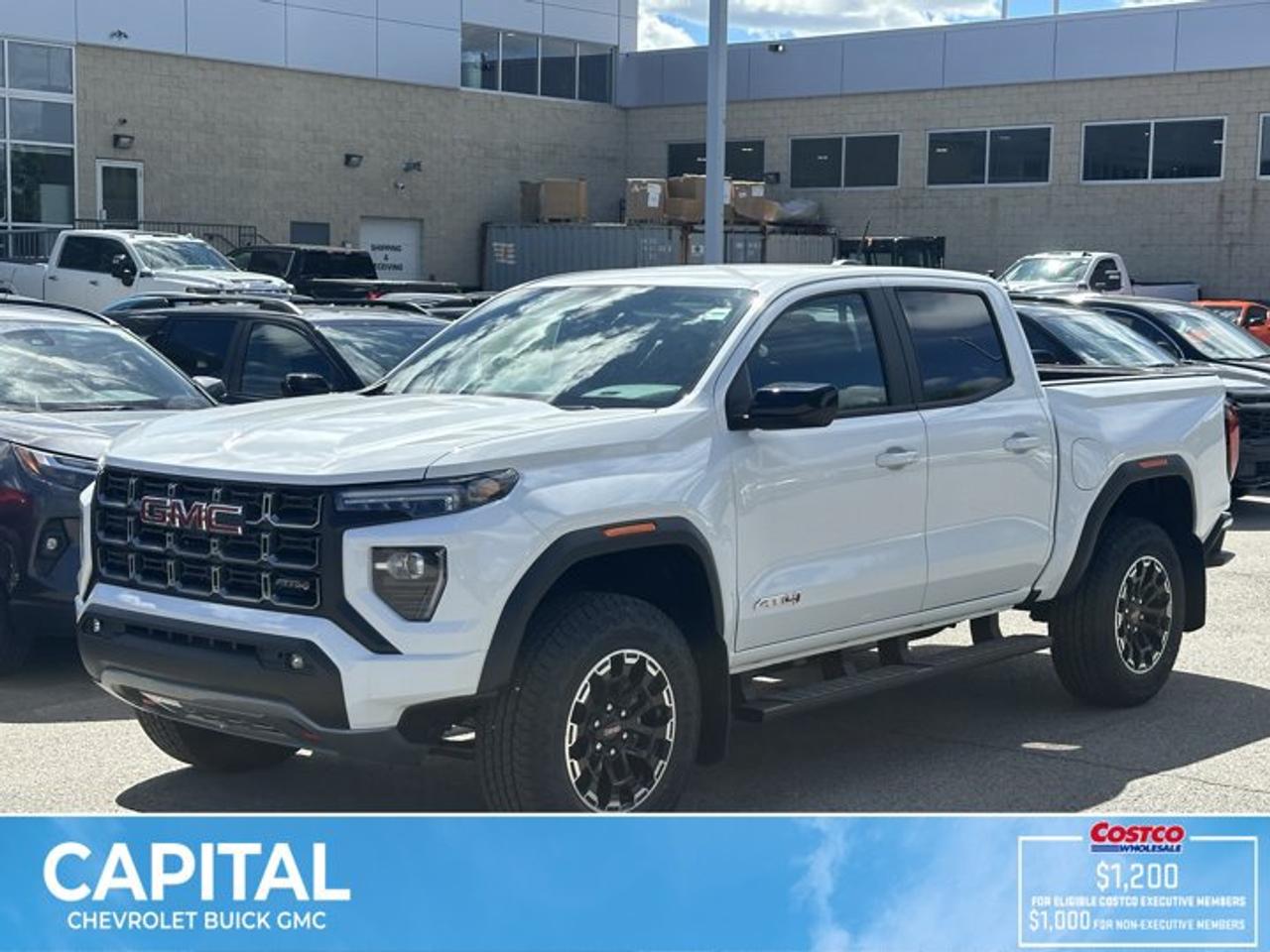 This GMC Canyon boasts a Turbocharged Gas I4 2.7L/ engine powering this Automatic transmission. TRANSMISSION, 8-SPEED AUTOMATIC, 8L80 (STD), SUMMIT WHITE, REAR AXLE, 3.42 RATIO.*This GMC Canyon Comes Equipped with These Options *LPO, CARGO TIE-DOWNS, (4) (dealer-installed), LPO, BLACK ASSIST STEP (dealer-installed), LPO, ALL-WEATHER FLOOR LINER, 1ST AND 2ND ROWS includes GMC logo, (dealer-installed), ENGINE, TURBOMAX (310 hp [231 kW] @ 5600 rpm, 430 lb-ft of torque [583 Nm] @ 3000 rpm) (STD), ENGINE BLOCK HEATER, BEDLINER, SPRAY-ON WITH GMC LOGO, AT4 PREFERRED EQUIPMENT GROUP includes standard equipment, 3 YEARS SIRIUSXM, Wireless Apple CarPlay/Wireless Android Auto, Windows, remote Express-Down, all windows.* Visit Us Today *Test drive this must-see, must-drive, must-own beauty today at Capital Chevrolet Buick GMC Inc., 13103 Lake Fraser Drive SE, Calgary, AB T2J 3H5.