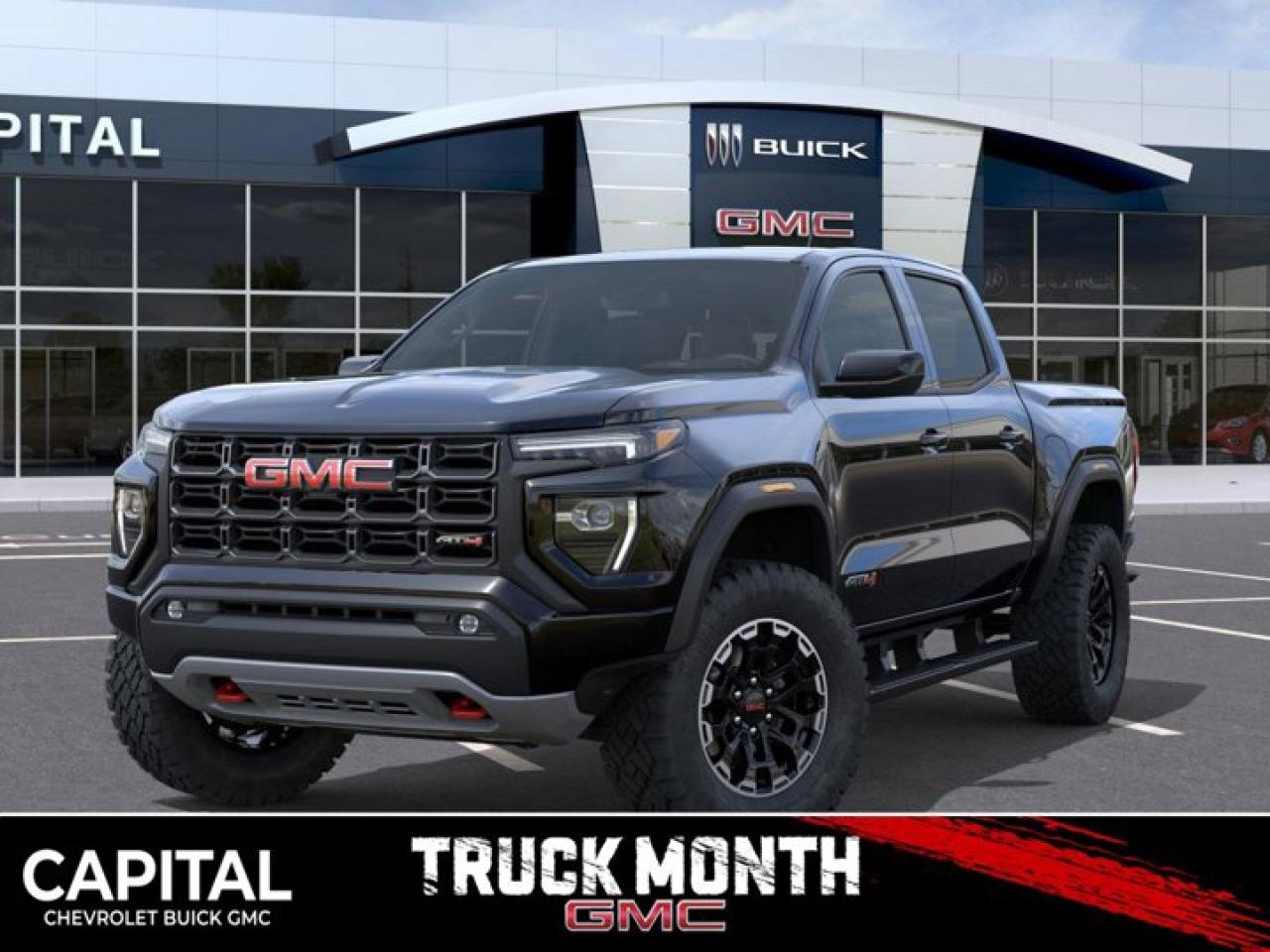 This GMC Canyon boasts a Turbocharged Gas I4 2.7L/ engine powering this Automatic transmission. TRANSMISSION, 8-SPEED AUTOMATIC, 8L80 (STD), REAR AXLE, 3.42 RATIO, ONYX BLACK.* This GMC Canyon Features the Following Options *LPO, CARGO TIE-DOWNS, (4) (dealer-installed), LPO, BLACK ASSIST STEP (dealer-installed), LPO, ALL-WEATHER FLOOR LINER, 1ST AND 2ND ROWS includes GMC logo, (dealer-installed), ENGINE, TURBOMAX (310 hp [231 kW] @ 5600 rpm, 430 lb-ft of torque [583 Nm] @ 3000 rpm) (STD), ENGINE BLOCK HEATER, BEDLINER, SPRAY-ON WITH GMC LOGO, AT4 PREFERRED EQUIPMENT GROUP includes standard equipment, 3 YEARS SIRIUSXM, Wireless Apple CarPlay/Wireless Android Auto, Windows, remote Express-Down, all windows.* Visit Us Today *Stop by Capital Chevrolet Buick GMC Inc. located at 13103 Lake Fraser Drive SE, Calgary, AB T2J 3H5 for a quick visit and a great vehicle!