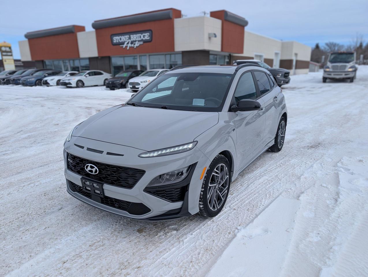 <p>Come finance this vehicle with us. Apply on our website stonebridgeauto.com&nbsp;</p><p>&nbsp;</p><p>2022 Hyundai Kona N-Line with 137000km. 1.6L Turbo 4 cylinder AWD. Clean title and safetied.&nbsp;</p><p>&nbsp;</p><p>Command start</p><p>Leather interior</p><p>Heated steering wheel</p><p>Heated and cooled seats</p><p>Drive mode selection</p><p>Apple CarPlay/Android Auto</p><p>Blind spot monitoring</p><p>Adaptive cruise control</p><p>Lane keep assist</p><p>Navigation</p><p>Back up camera</p><p>Sunroof</p><p>&nbsp;</p><p>We take trades! Vehicle is for sale in Steinbach by STONE BRIDGE AUTO INC. Dealer #5000 we are a small business focused on customer satisfaction. Text or call before coming to view and ask for sales.</p>